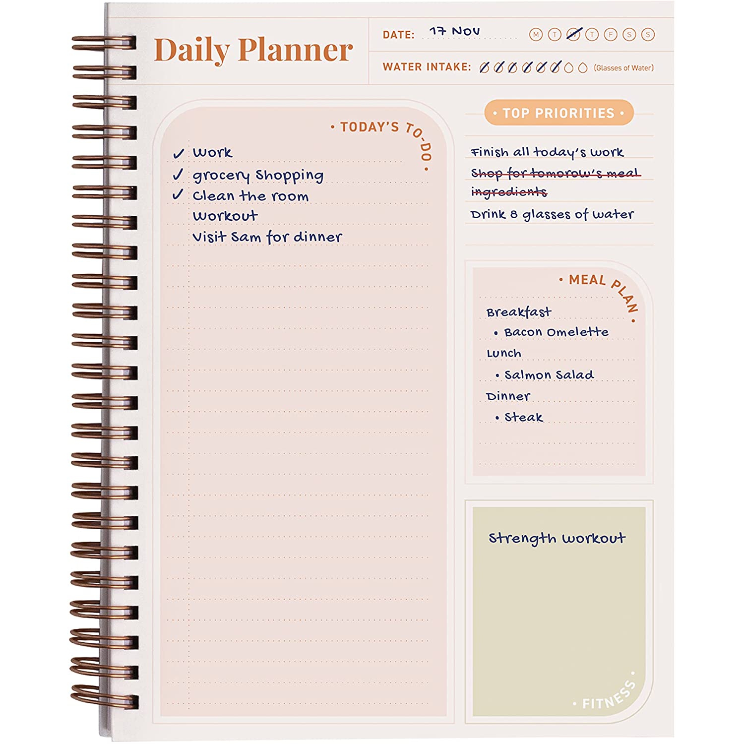 Rileys To Do List Spiral Notebook, Undated Daily Planner - 8 x 6 - Inches, Task Checklist Planner Time Management, Notebook The Perfect Journal And