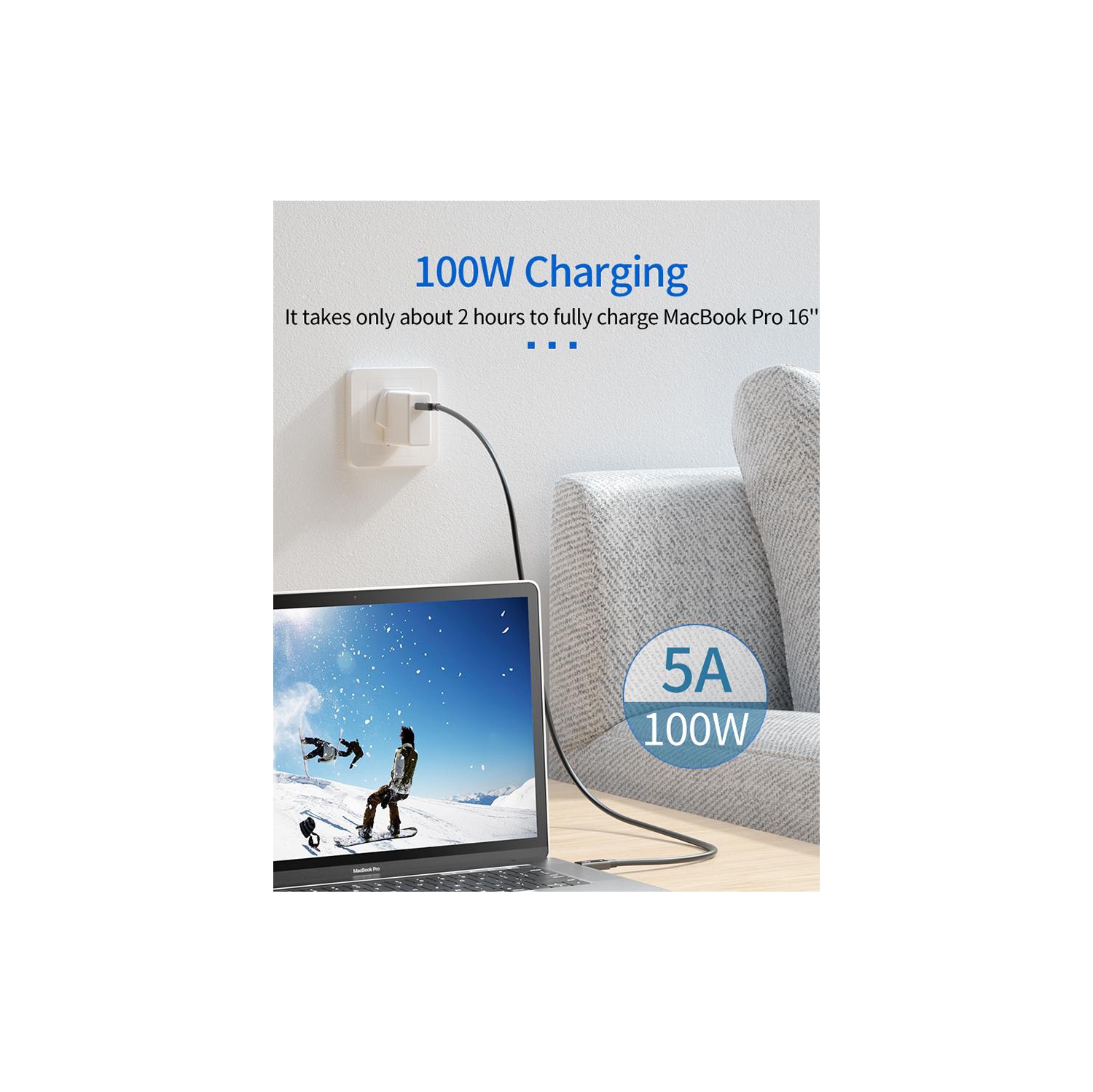 Le câble Thunderbolt 4 de 1,2 m,4 pi de LaptoKing prend en charge l’affichage 8K 40 Gb/s transfert de données 100 W recharge USB C vers USB C ventes