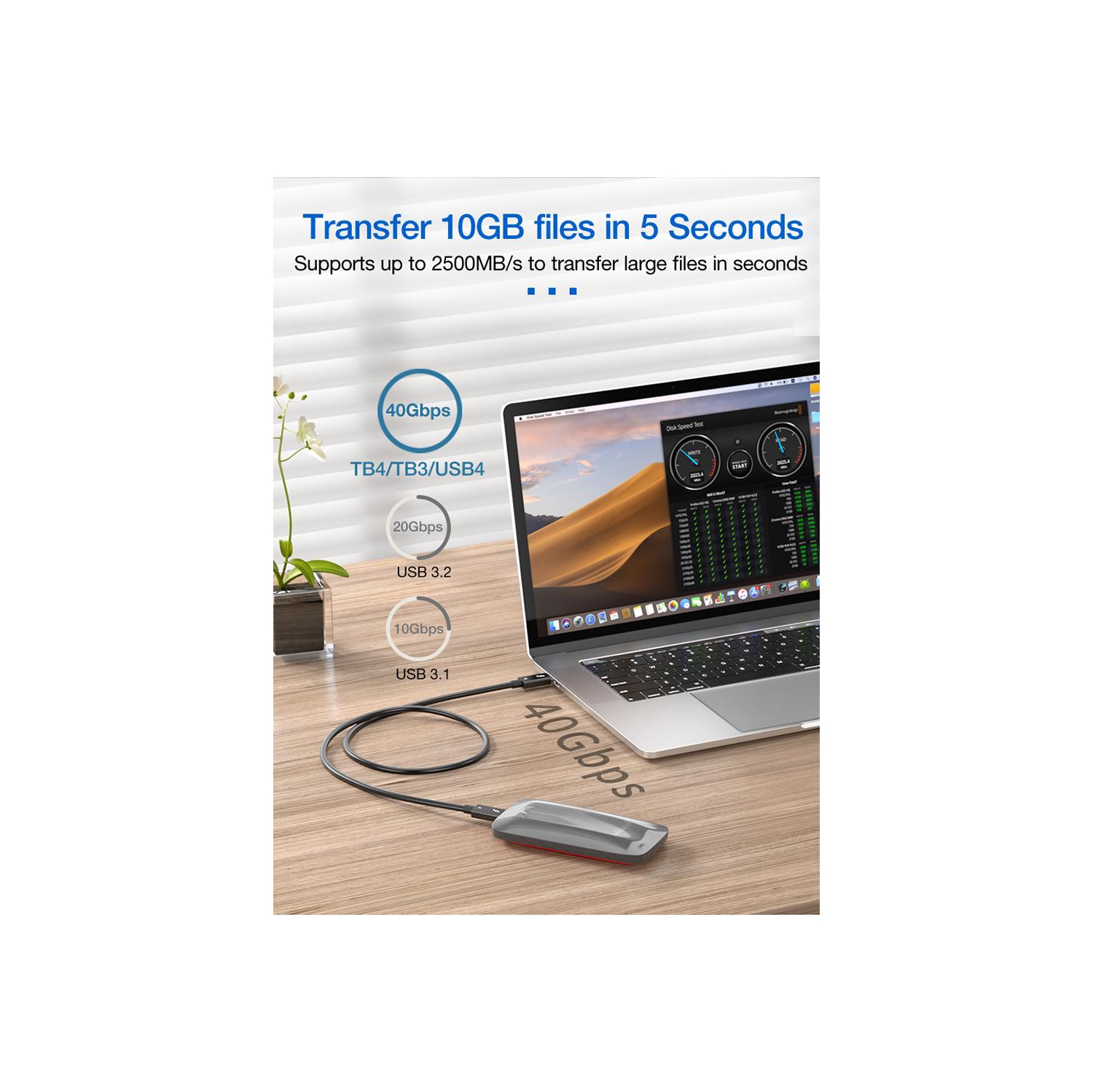 Le câble Thunderbolt 4 de 1,2 m,4 pi de LaptoKing prend en charge l’affichage 8K 40 Gb/s transfert de données 100 W recharge USB C vers USB C ventes