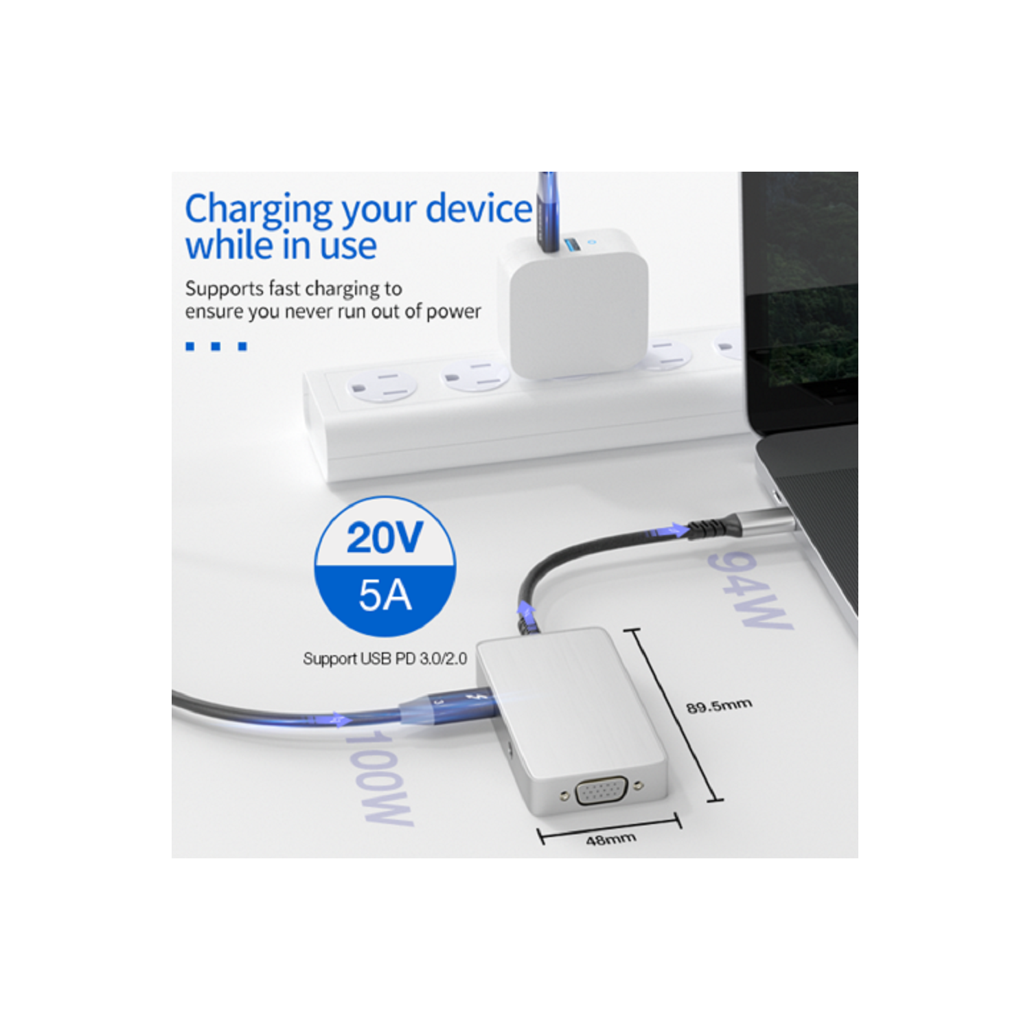 Station d’accueil pour 2 moniteurs de LaptoKing; prise en charge d’un concentrateur USB-C 5-en-1 avec ports DisplayPort 4K HDMI, VGA, 3,5 mm, audio