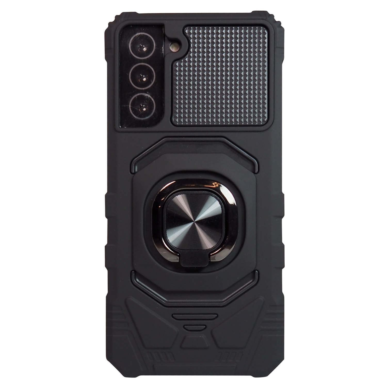 Étui d’Exian pour Galaxy S21 5G avec support à anneau et noir métallique magnétique