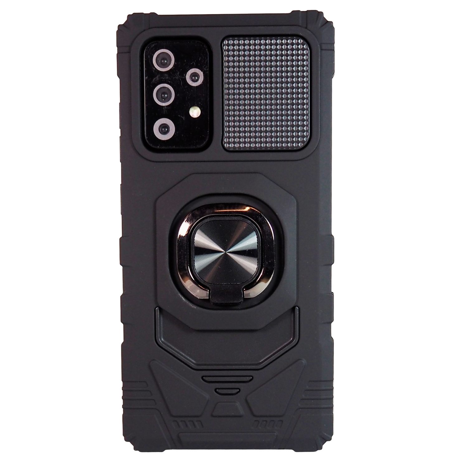 Étui d’Exian pour Galaxy A52 5G avec support à anneau et noir métallique magnétique