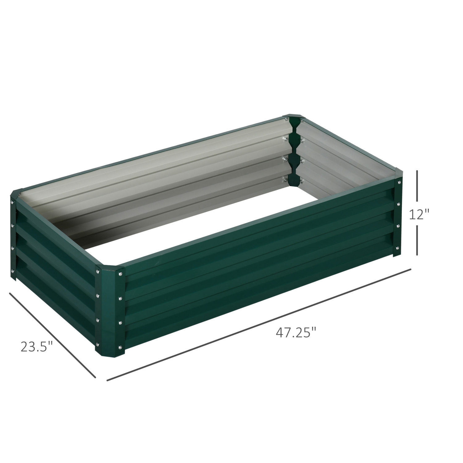 Outsunny 4' x 2' x 1' Raised Garden Bed, Galvanized Steel Planter Box for Vegetables, Flowers, Herbs, Dark Green