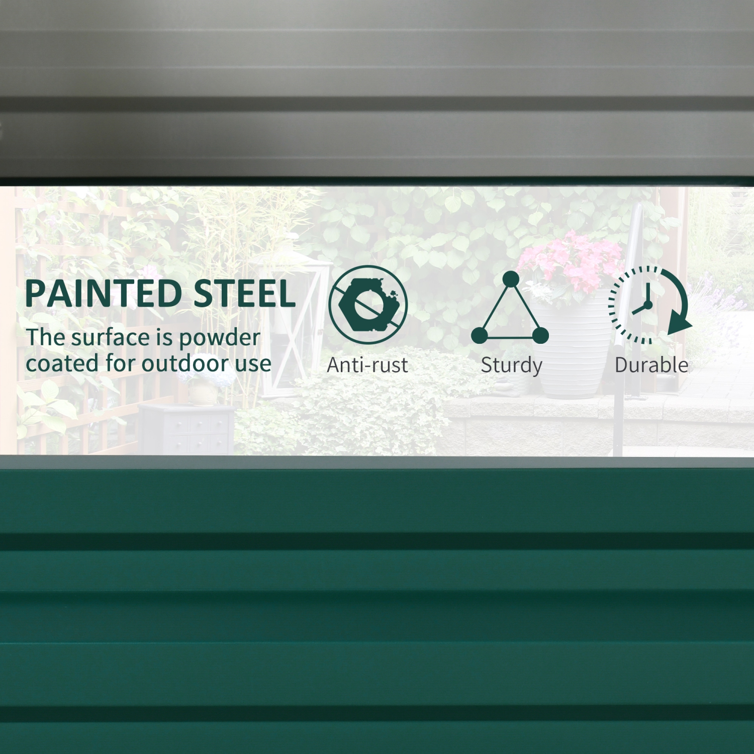 Outsunny 4' x 2' x 1' Raised Garden Bed, Galvanized Steel Planter Box for Vegetables, Flowers, Herbs, Dark Green