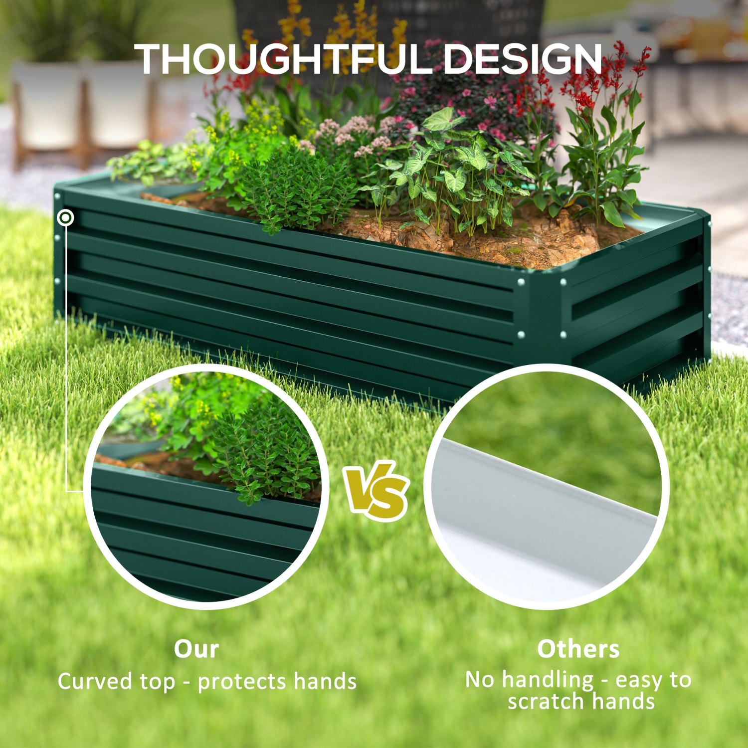 Outsunny 4' x 2' x 1' Raised Garden Bed, Galvanized Steel Planter Box for Vegetables, Flowers, Herbs, Dark Green