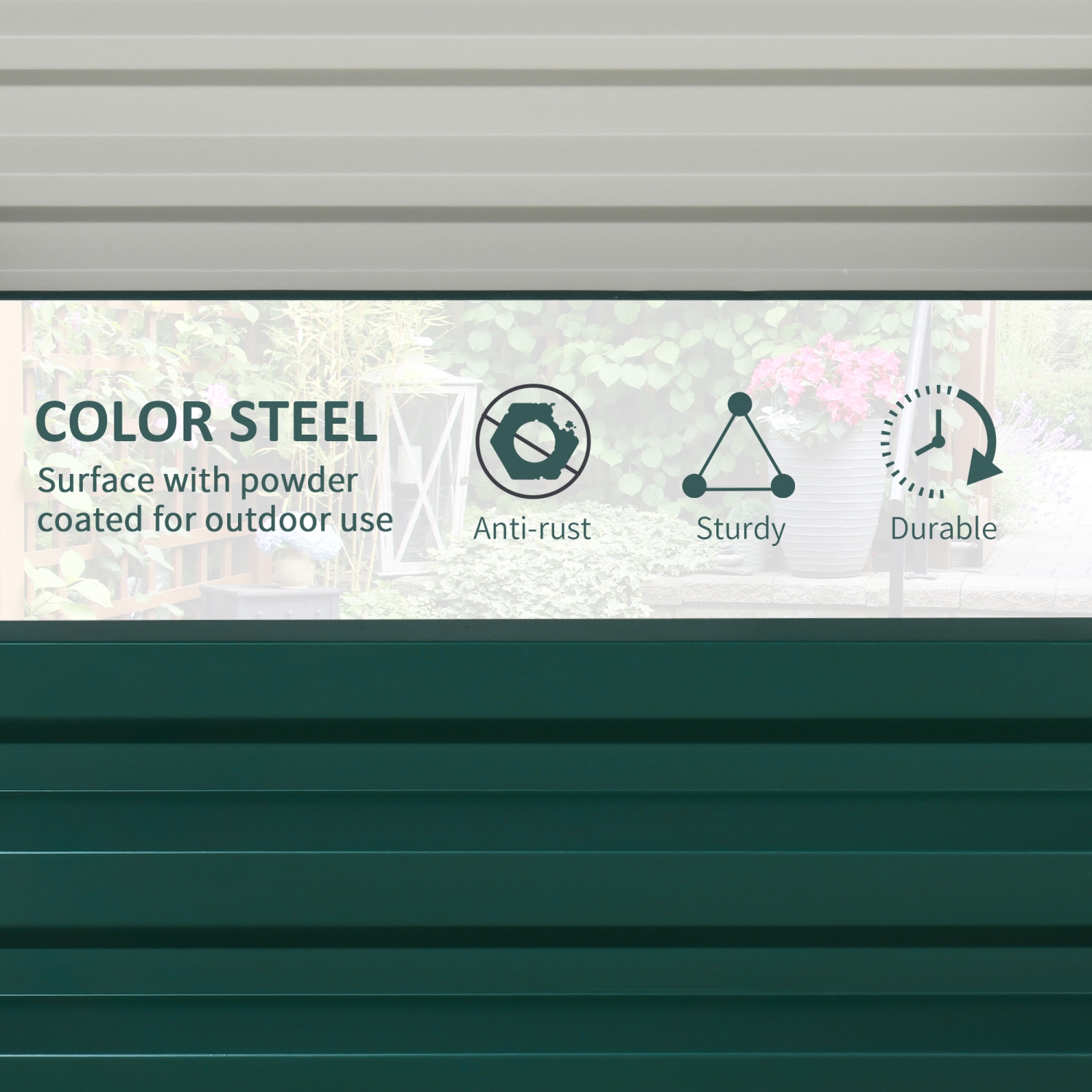 Outsunny 2' x 2' x 1' 2-Pieces Raised Garden Bed with Galvanised Steel Frame for Vegetables, Flowers, Herbs, Green