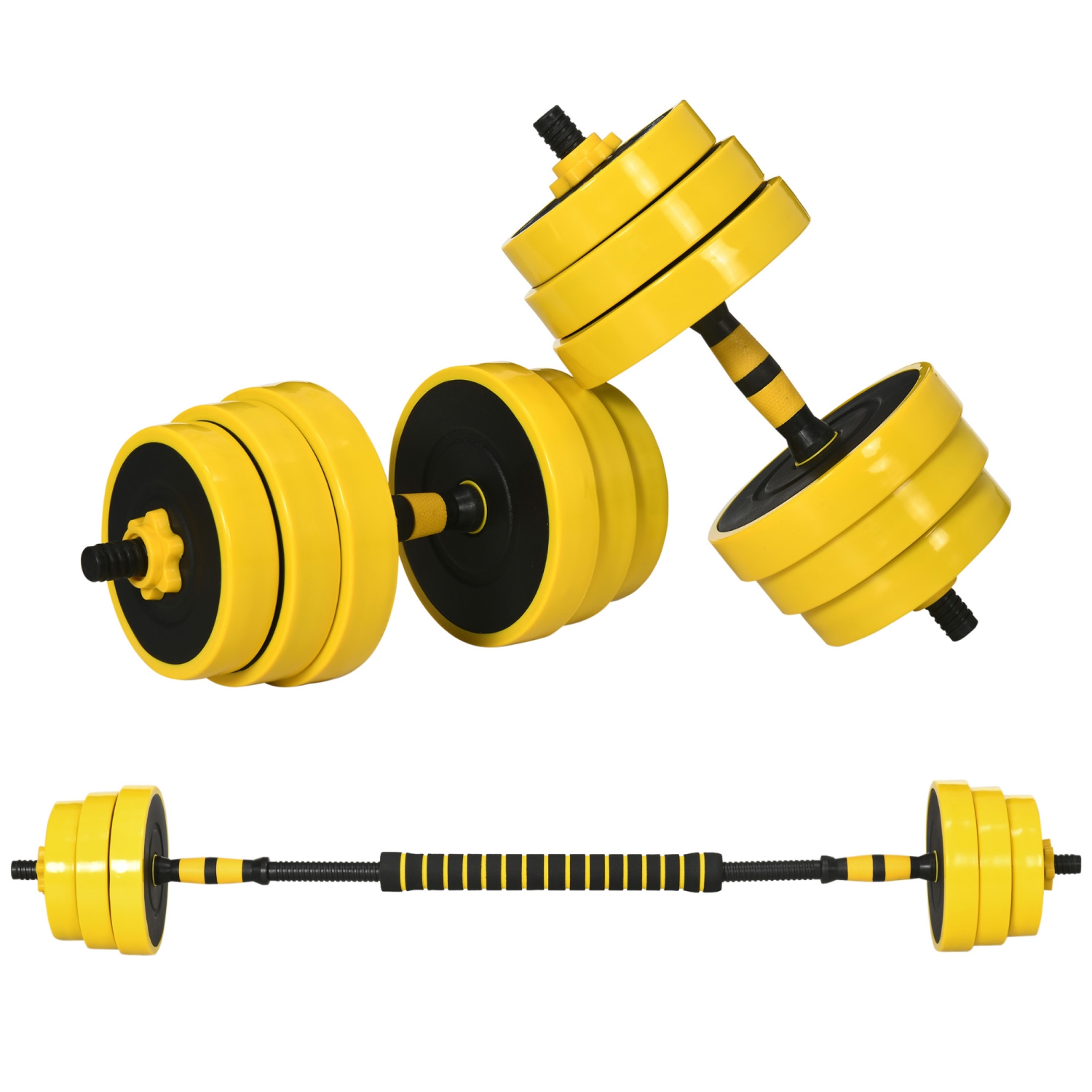 Soozier Dumbbell & Barbell Adjustable Set 55lbs Plate Bar Clamp Rod for Strength Training, Full Body Workout, Muscle Building Home Gym Sports Area Exercise Ergonomic