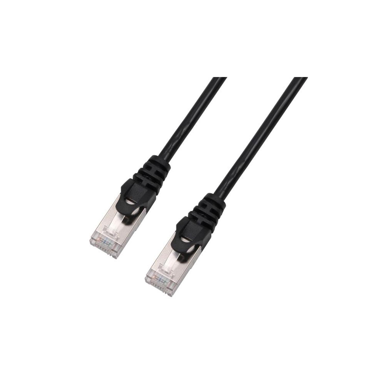 TechCraft - FTP Network Cable with Metal Connectors CAT8, Ultra-thin, Shielded, 1 Feet Length, Black