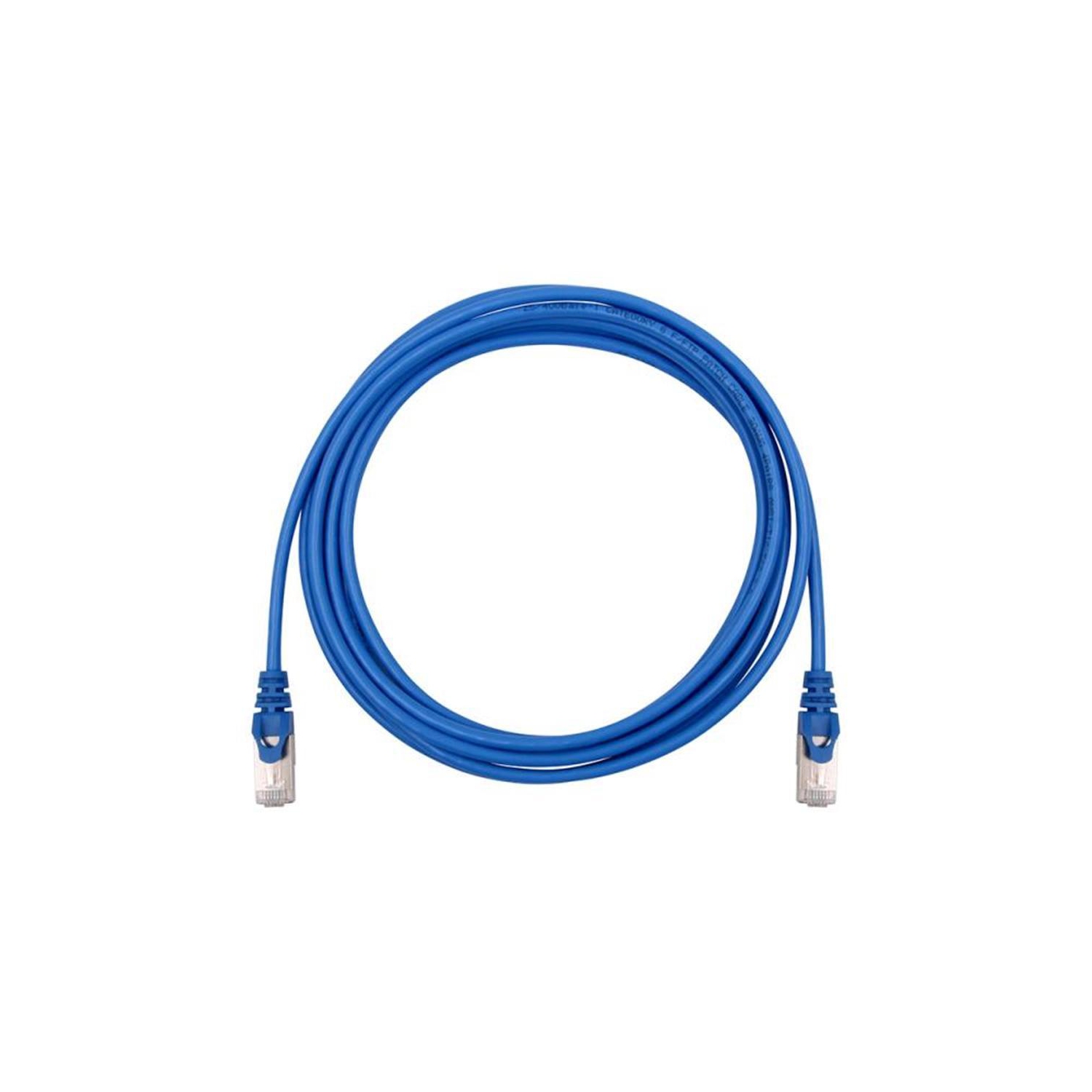 TechCraft - FTP Network Cable with Metal Connectors CAT8, Ultra-thin, Shielded, 15 Feet Length, Blue