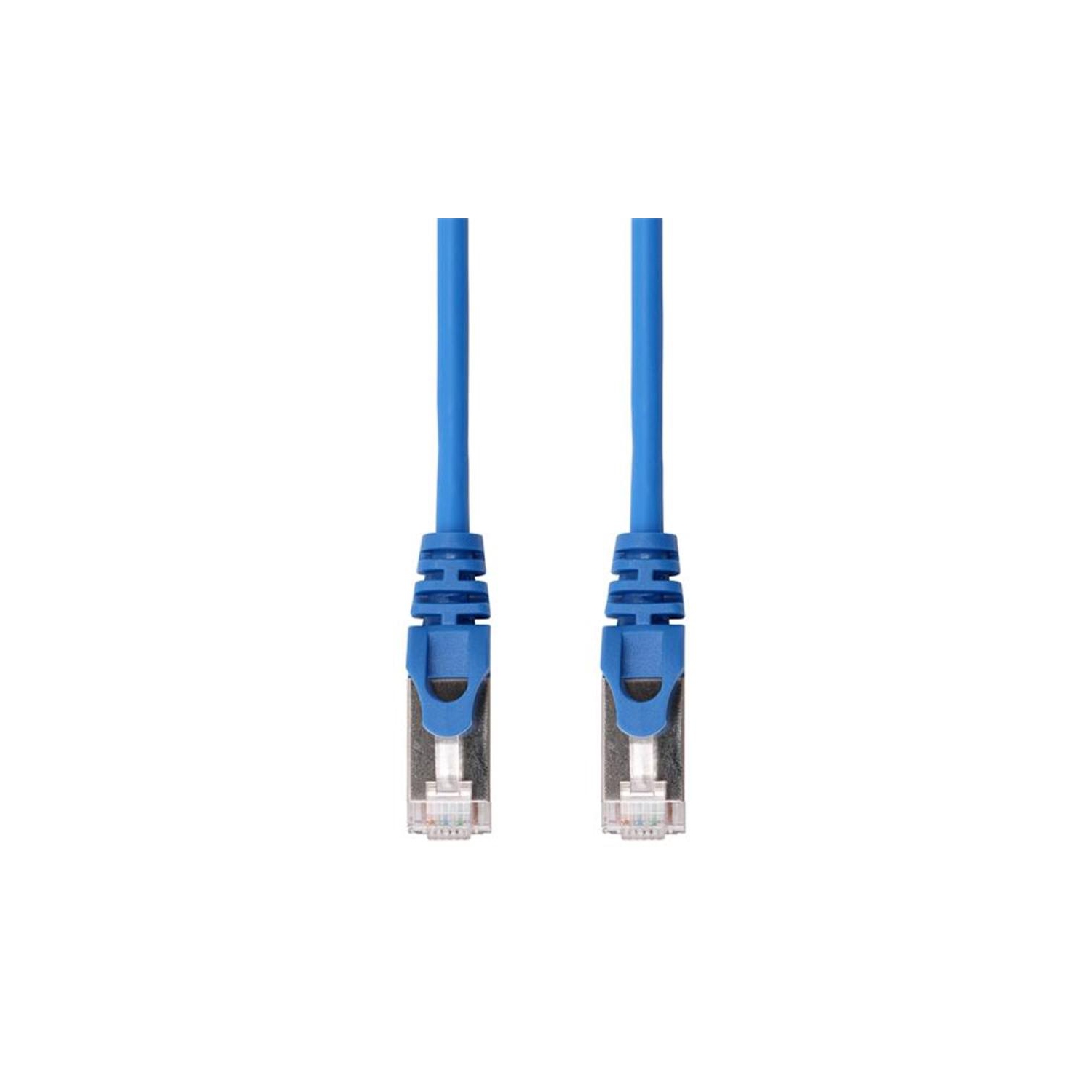 TechCraft - FTP Network Cable with Metal Connectors CAT8, Ultra-thin, Shielded, 5 Feet Length, Blue
