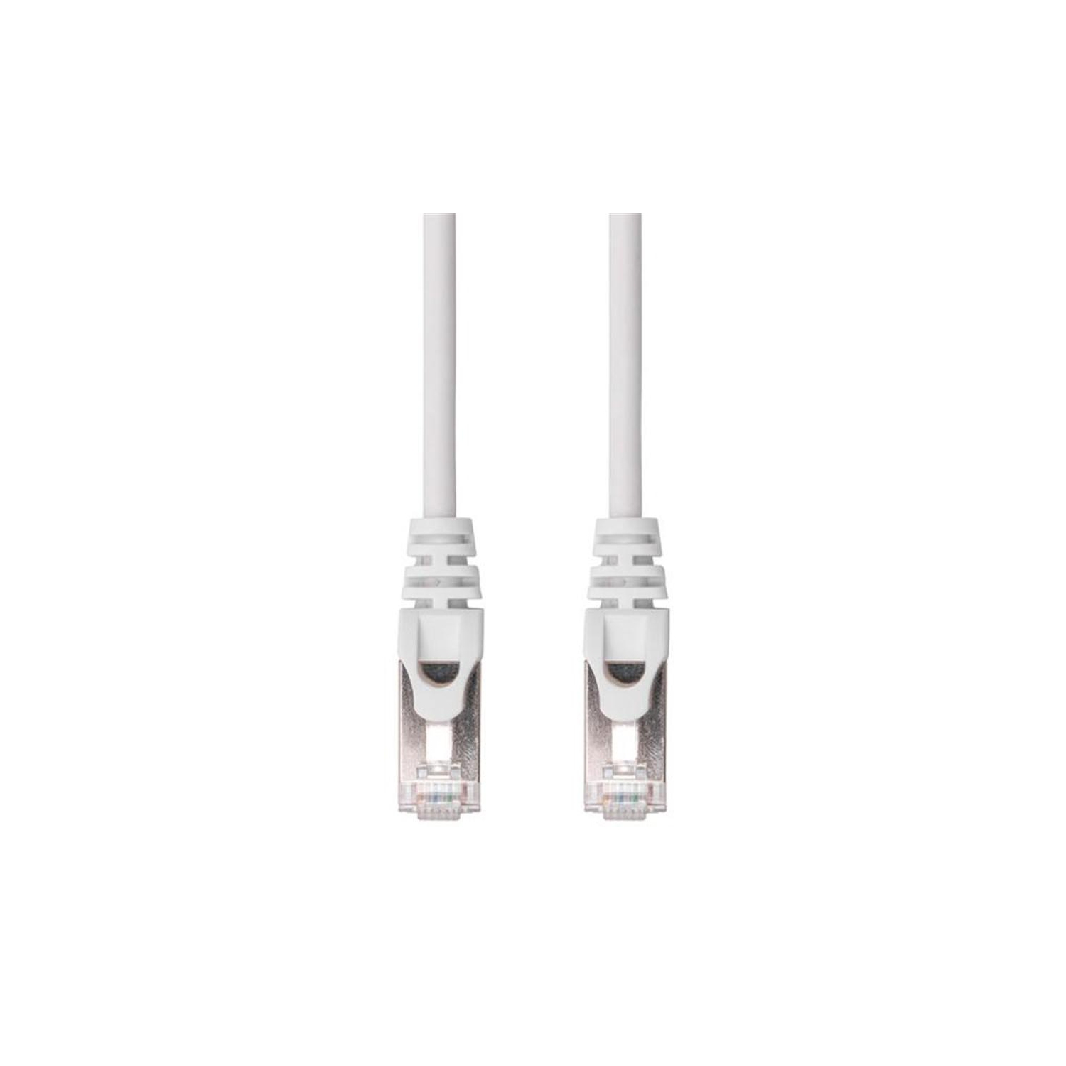 TechCraft - FTP Network Cable with Metal Connectors CAT8, Ultra-thin, Shielded, 4 Feet Length, White