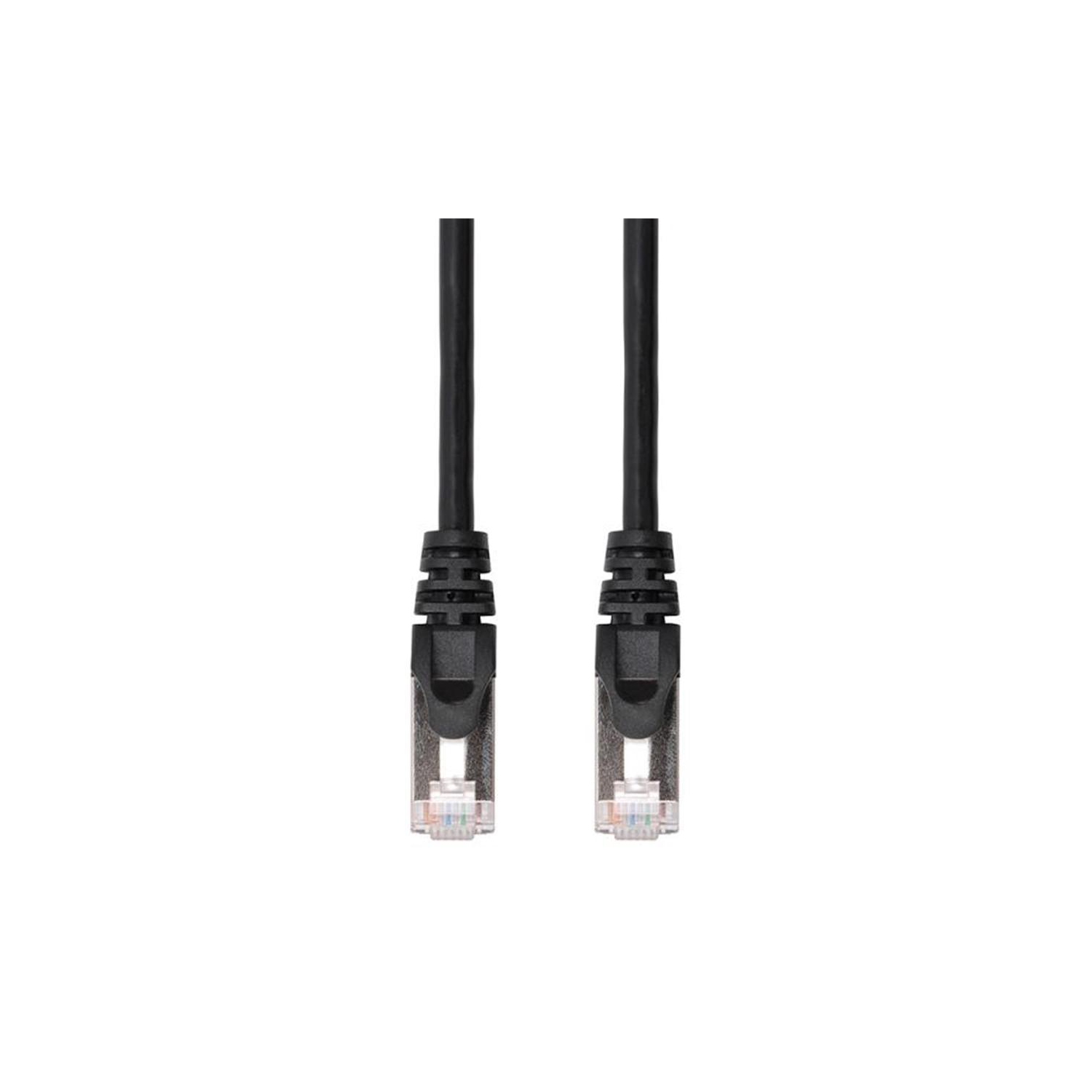 TechCraft - FTP Network Cable with Metal Connectors CAT8, Ultra-thin, Shielded, 0.5 Feet Length, Black