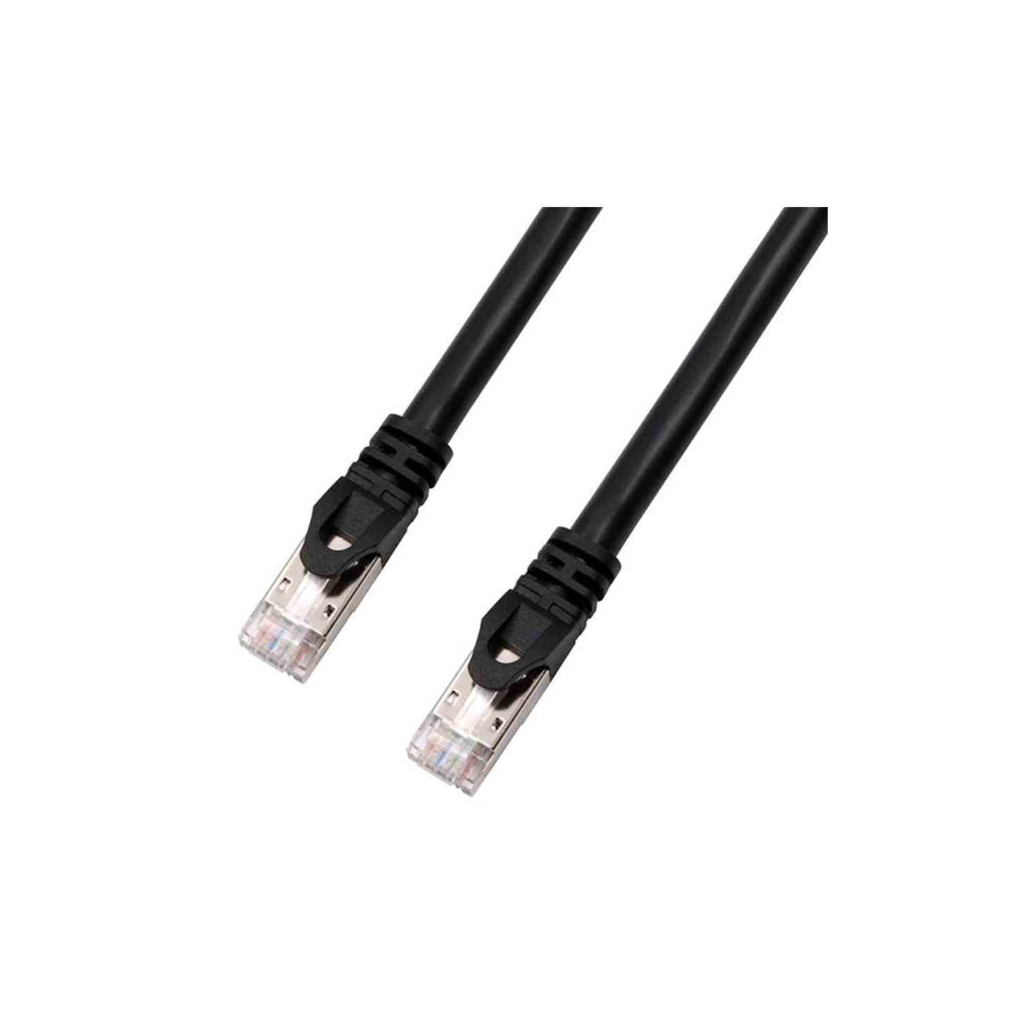 TechCraft - FTP Network Cable with Metal Connectors CAT8, Shielded, 25 Feet Length, Black