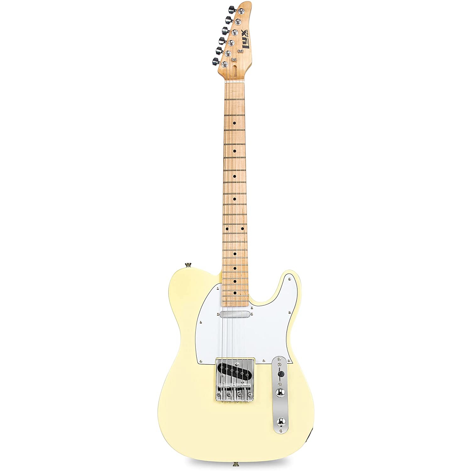 LyxPro 39” Electric Guitar | Solid Full-Size Paulownia Wood Body, 3-Ply Pickguard, C-Shape Neck, Ashtray Bridge, Quality Gear Tuners, 3-Way Switch & Volume/Tone Controls | 2 Picks Included
