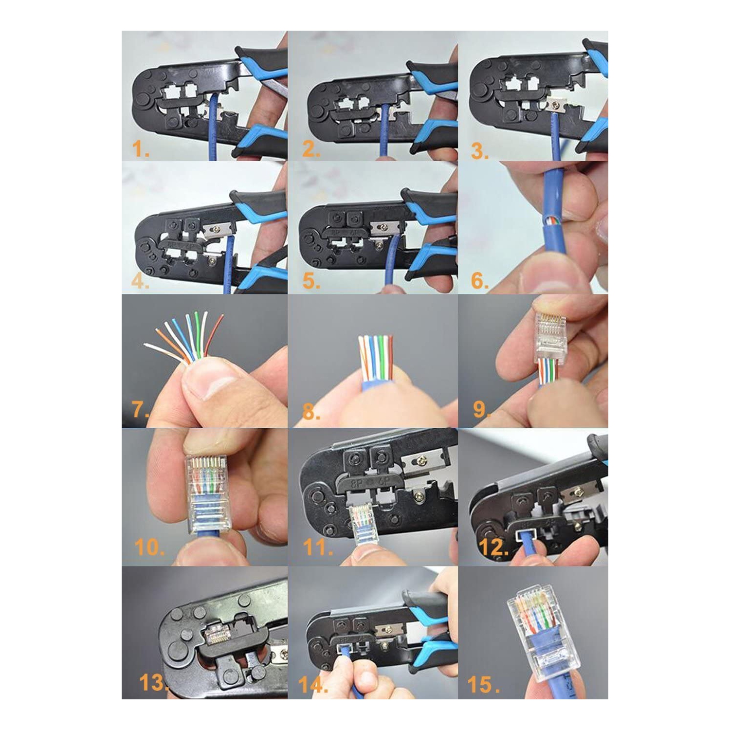 (TM) RJ45 and RJ12, RJ11 Crimping Tool - Network ratcheting Wire Crimper, Cutter, Strifor cat5, cat6 coaxial