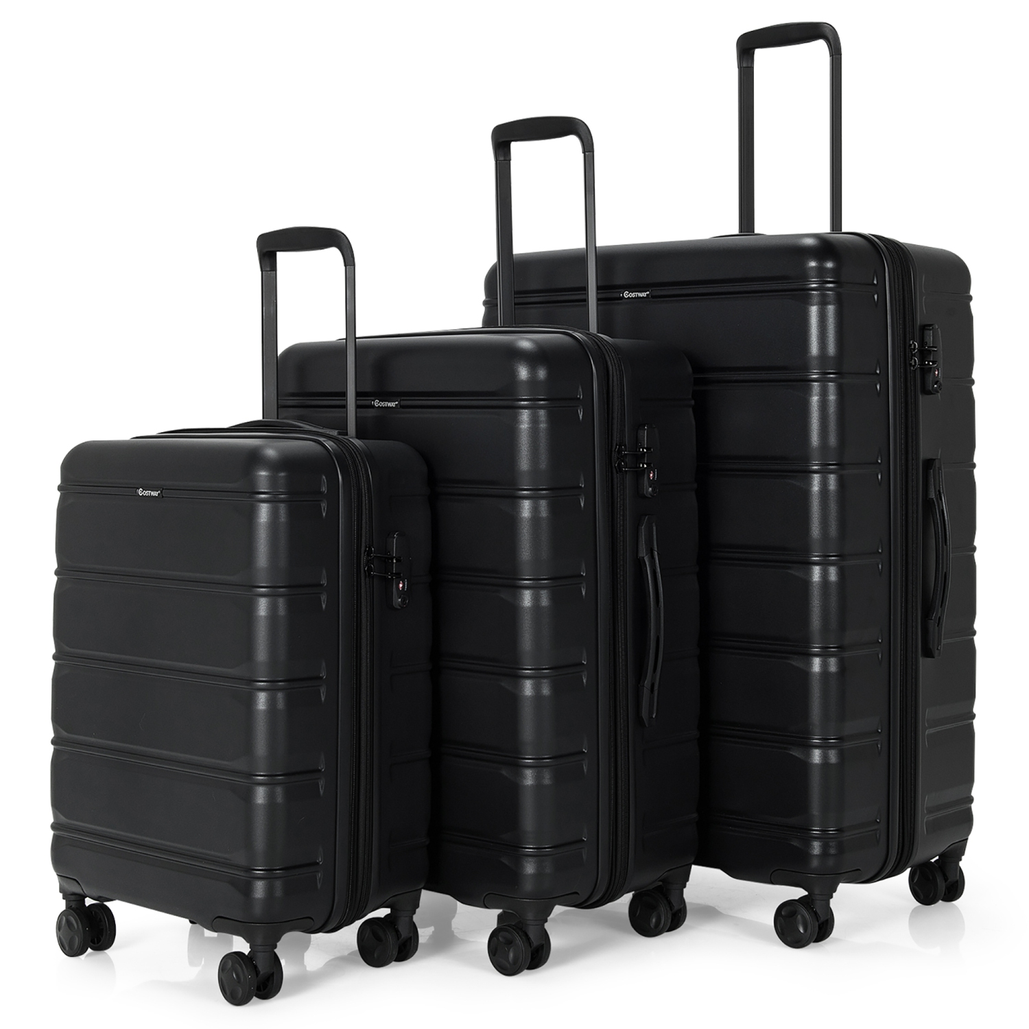 Costway 3 Piece Hardshell Luggage Set Ex pandable Suitcase w/ TSA Lock & Spinner Wheels