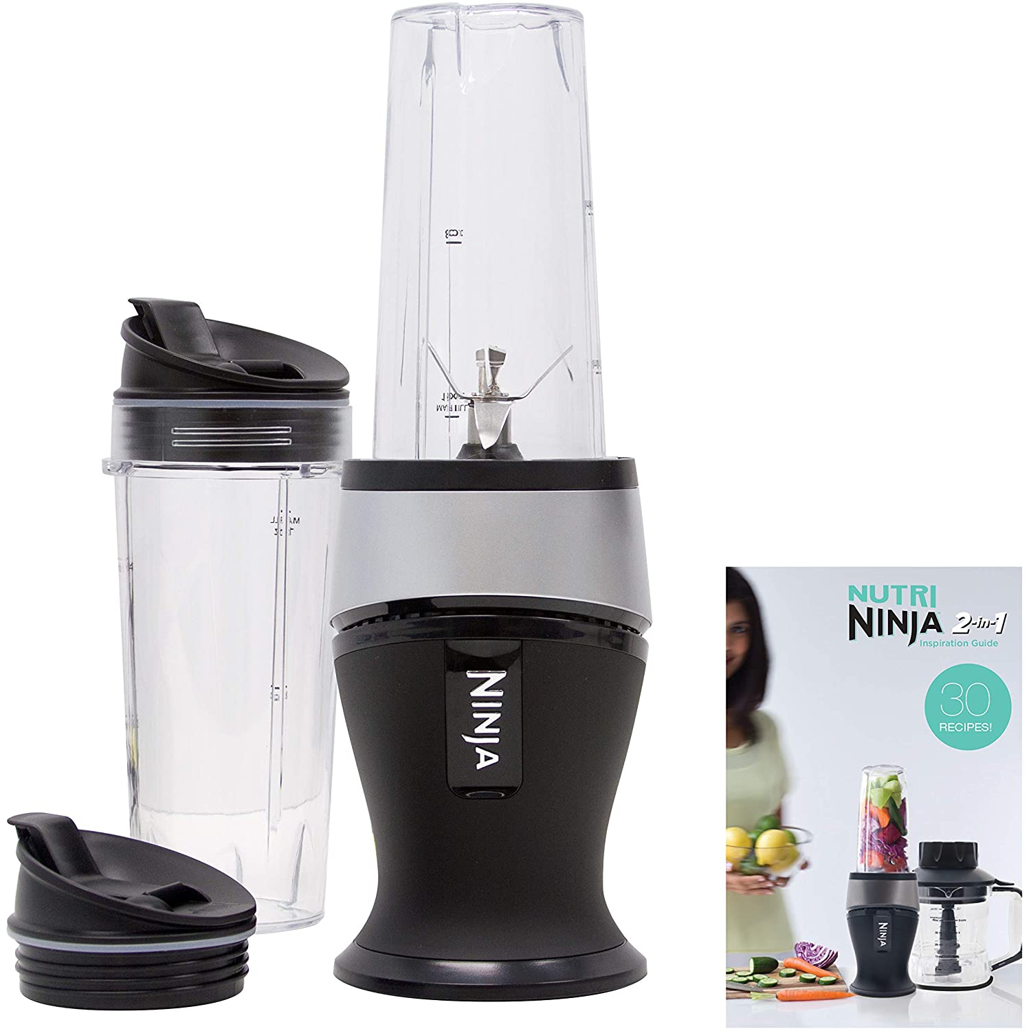 Ninja Personal Blender for Shakes, Smoothies, Food Prep, and Frozen Blending with 700-Watt Base and 16-Ounce Cups with Spout Lids (QB3001SS)