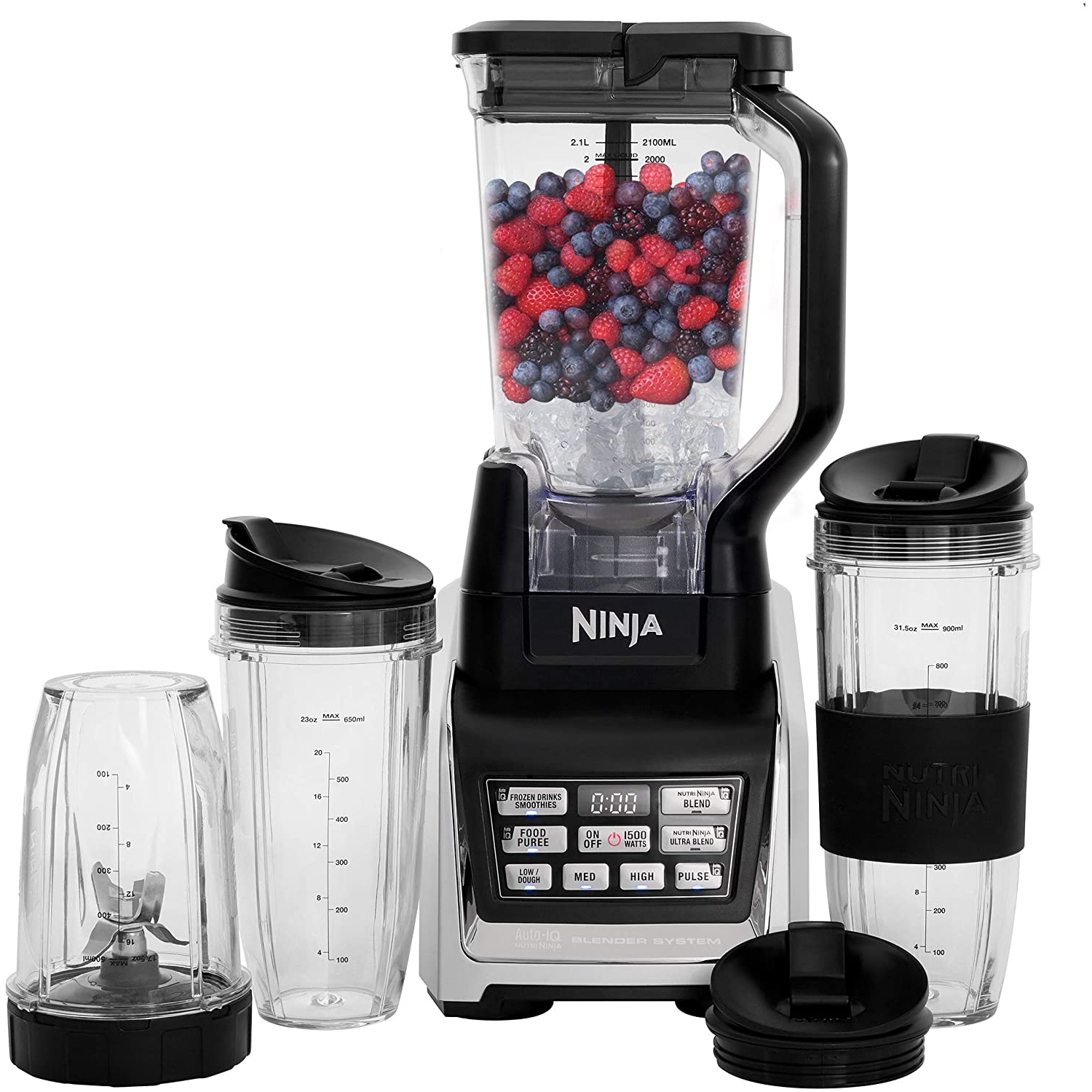 Nutri Ninja BL642 Personal and Countertop Blender with 1200-Watt Auto-iQ Base, 72-Ounce Pitcher, and 18, 24, and 32-Ounce Cups with Spout Lids