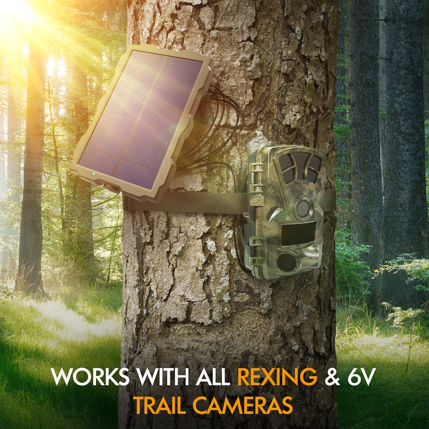 Solar Panel for Rexing H1, H1 Blackhawk, H2, H3, H6 Trail Camera - Black