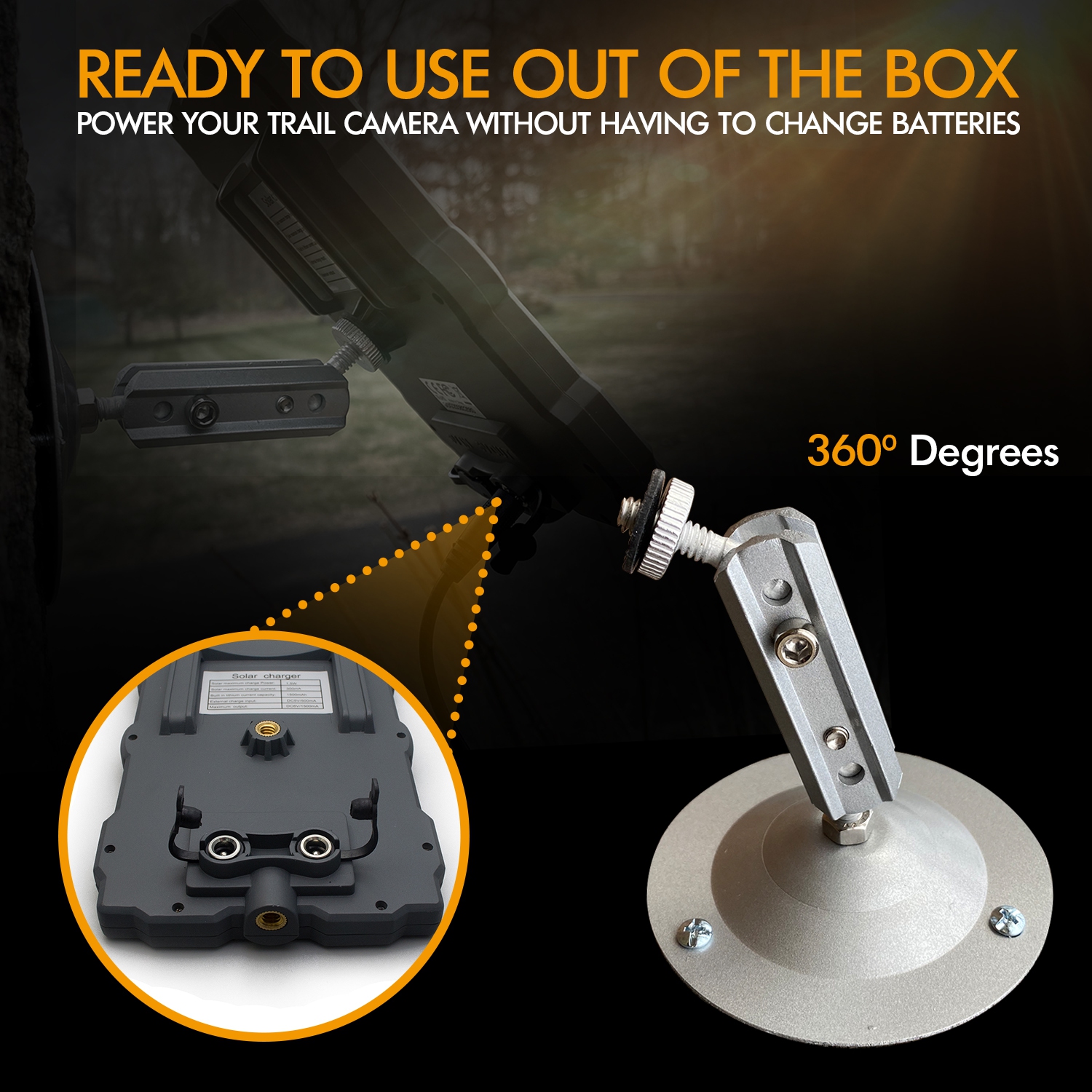 Solar Panel for Rexing H1, H1 Blackhawk, H2, H3, H6 Trail Camera - Black