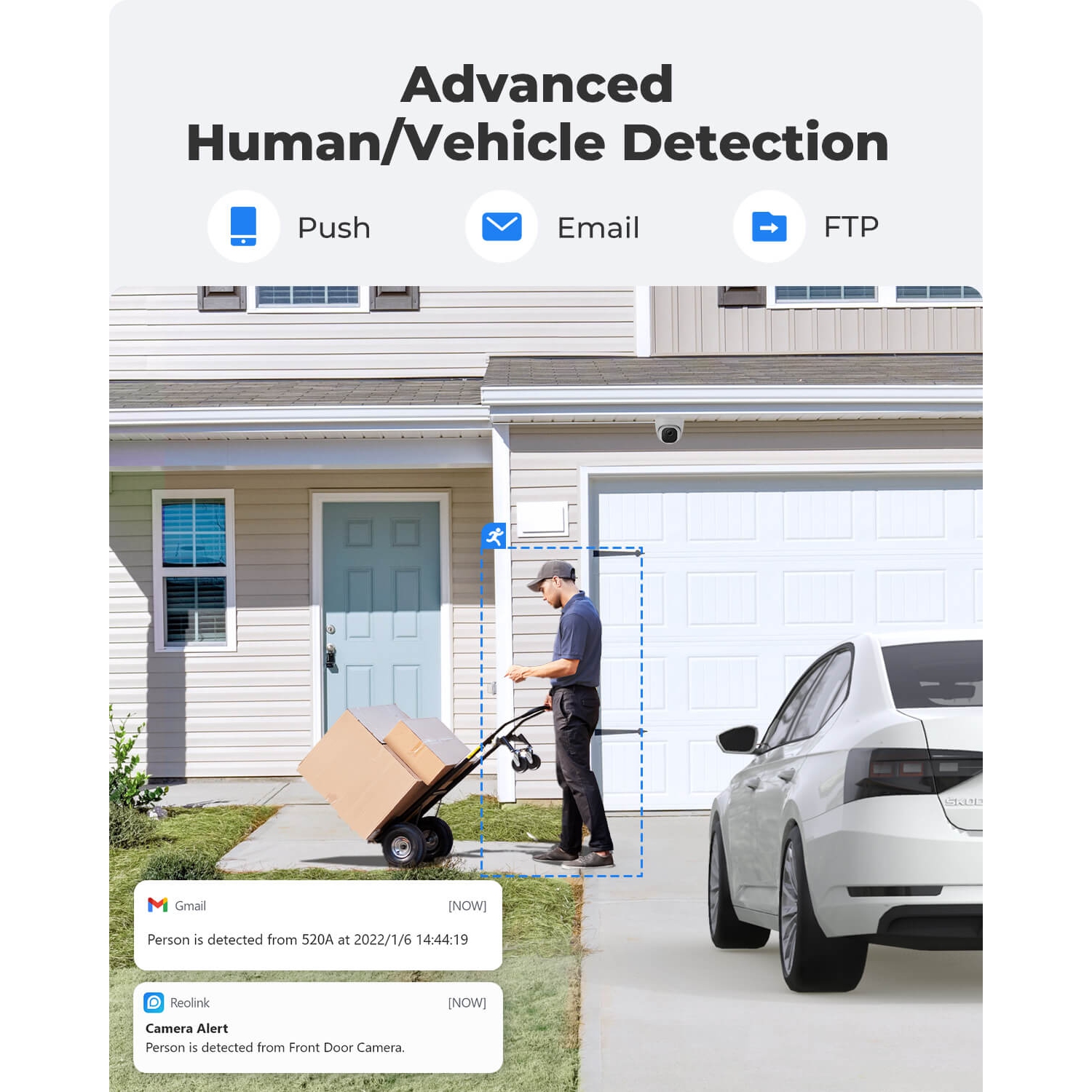 Reolink 5MP Outdoor POE Security Camera, IR Night Vision, Upgraded Smart Human/Vehicle Detection, Audio Record, IP66 Waterproof, Support Google