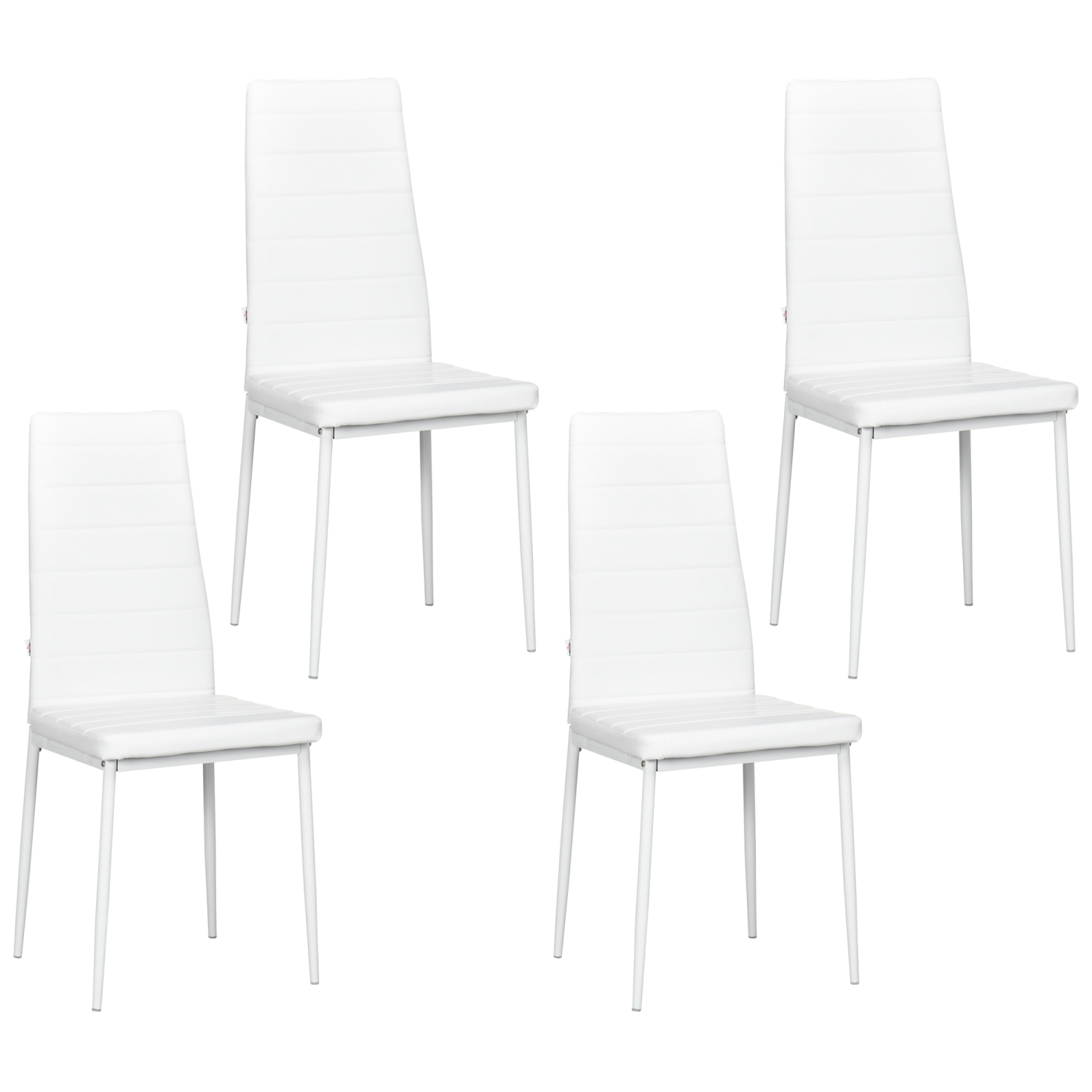 HOMCOM – Ensemble de 4 chaises de salle à manger modernes, chaises de cuisine rembourrées en similicuir pu avec capitonnage en canaux et pattes en