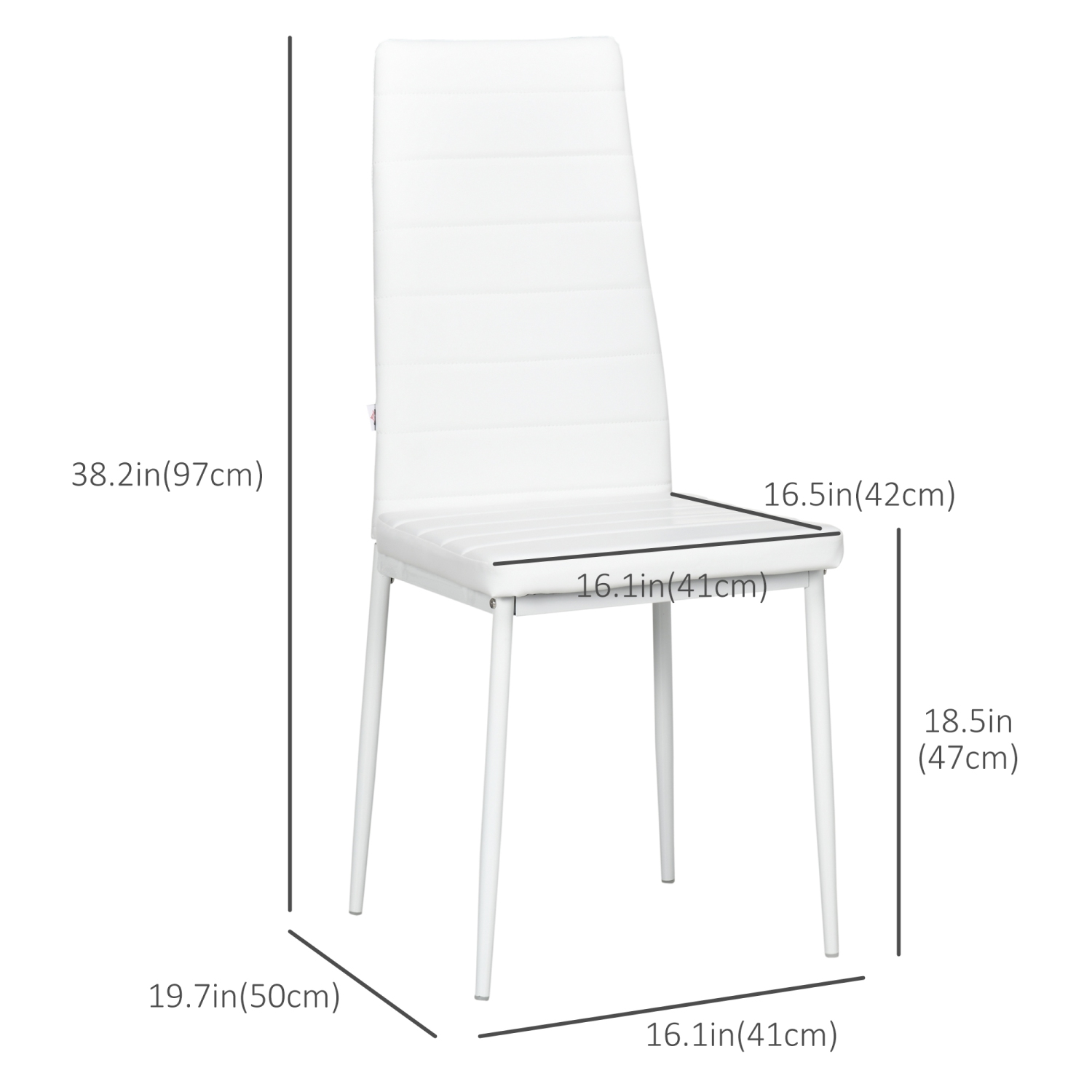 HOMCOM – Ensemble de 4 chaises de salle à manger modernes, chaises de cuisine rembourrées en similicuir pu avec capitonnage en canaux et pattes en