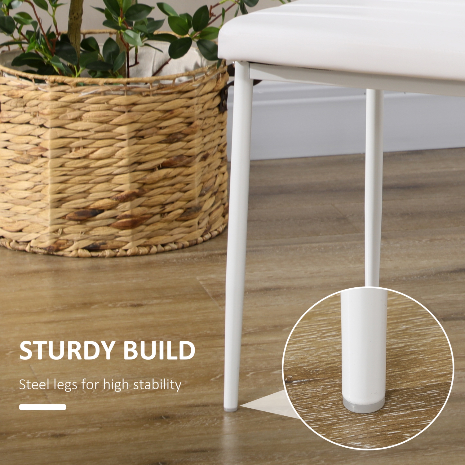 HOMCOM – Ensemble de 4 chaises de salle à manger modernes, chaises de cuisine rembourrées en similicuir pu avec capitonnage en canaux et pattes en