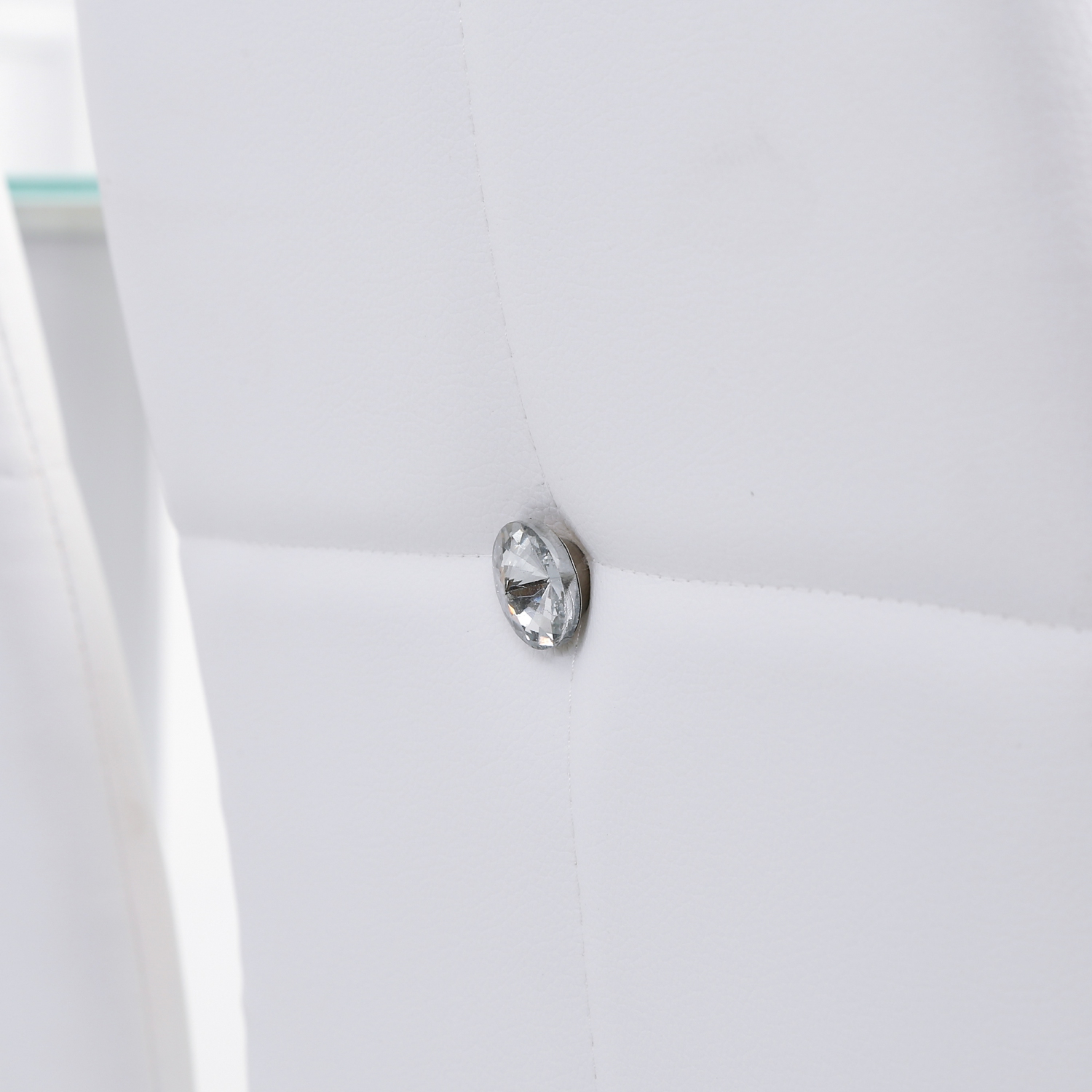 HOMCOM Modern Dining Chairs Set of 4, Upholstered Faux Leather Kitchen Chairs with Crystal Tufting and Metal Legs for Living Room, Dining Room,