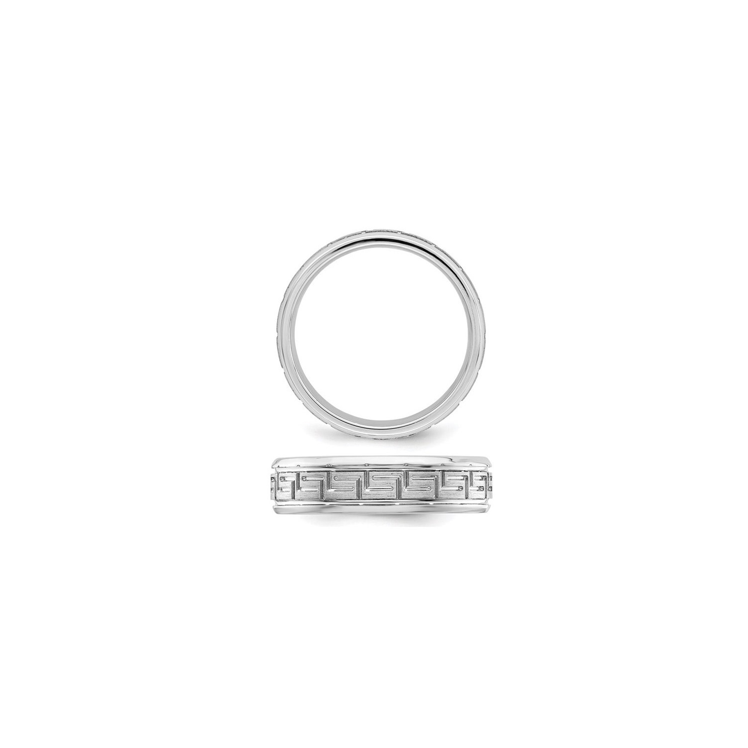 Mens Greek Key 6mm Sterling Silver Brushed Wedding Band Ring