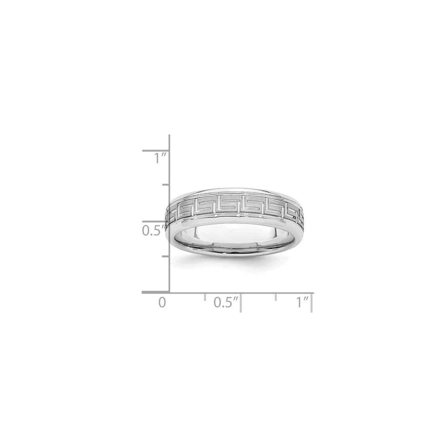 Mens Greek Key 6mm Sterling Silver Brushed Wedding Band Ring