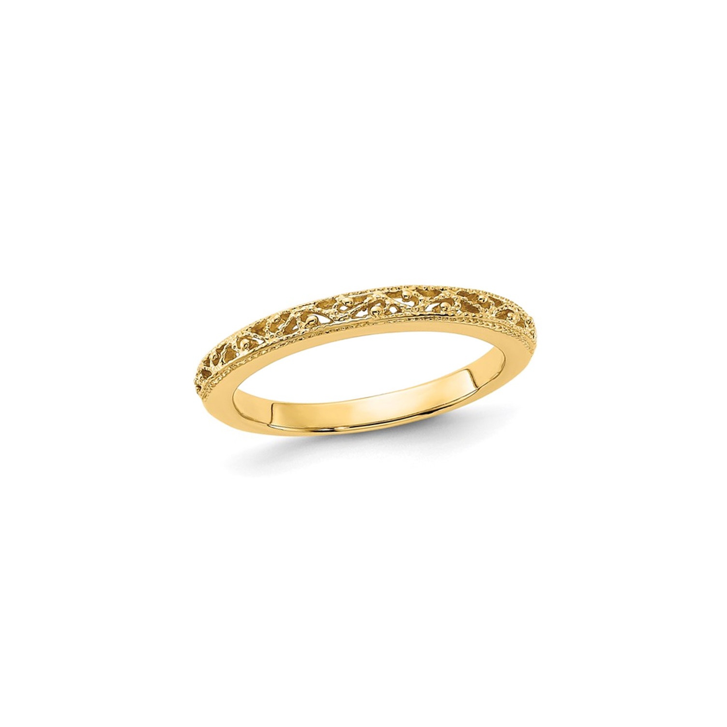 14K Yellow Gold Filigree Wedding Ring Band
