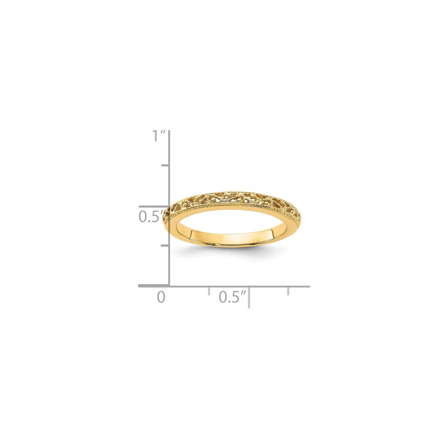 14K Yellow Gold Filigree Wedding Ring Band