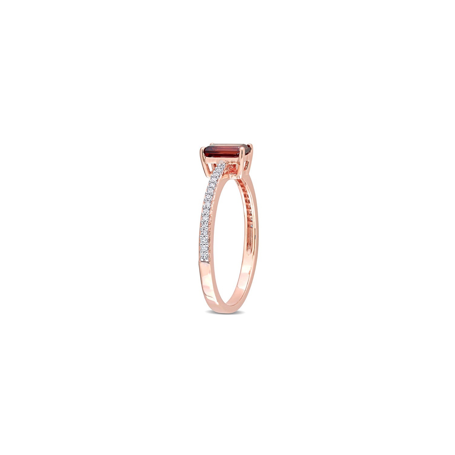 4/5 Carat Emerald-Cut Garnet Ring in 10K Rose Pink Gold with Diamonds