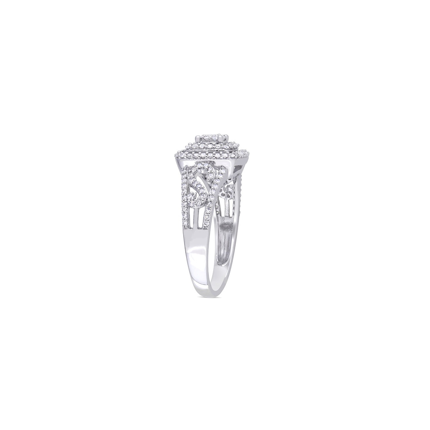 1/2 Carat Diamond Halo Engagement Ring in 10K White Gold