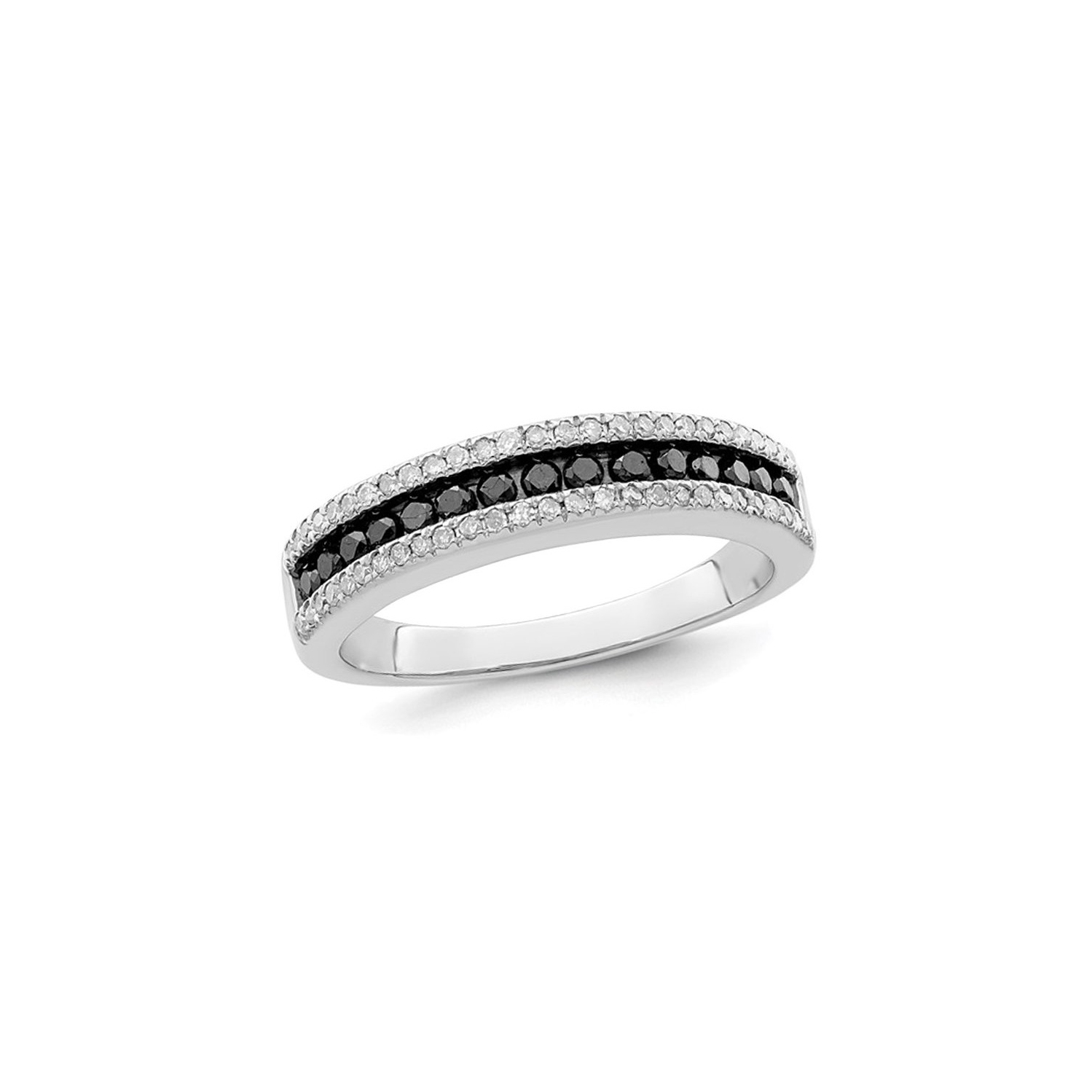 1/2 Carat Black and White Diamond Band Ring in Sterling Silver