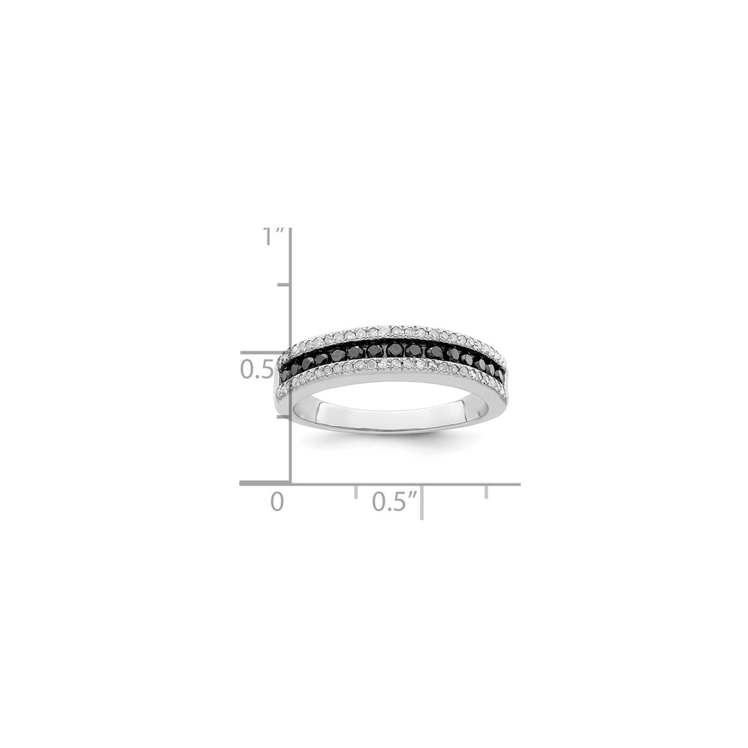1/2 Carat Black and White Diamond Band Ring in Sterling Silver