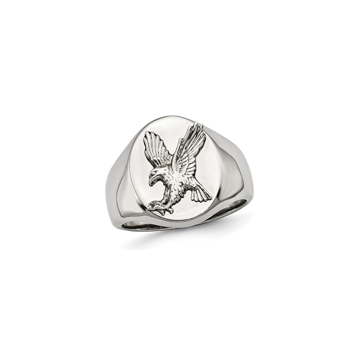 Mens Flying Eagle Stainless Steel and Sterling Silver Ring