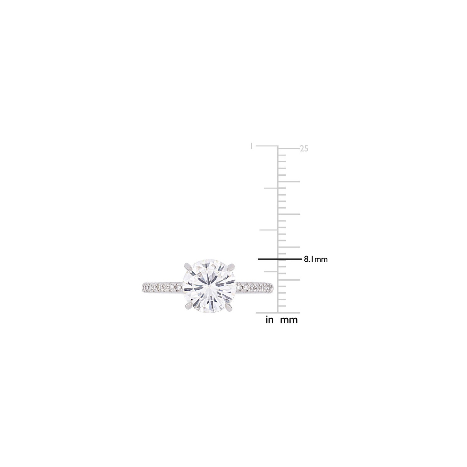 Bague de fiançailles en or blanc 14k ct avec moissanite solitaire synthétique d'2,00 carat avec diamants 1 ct/10 carat