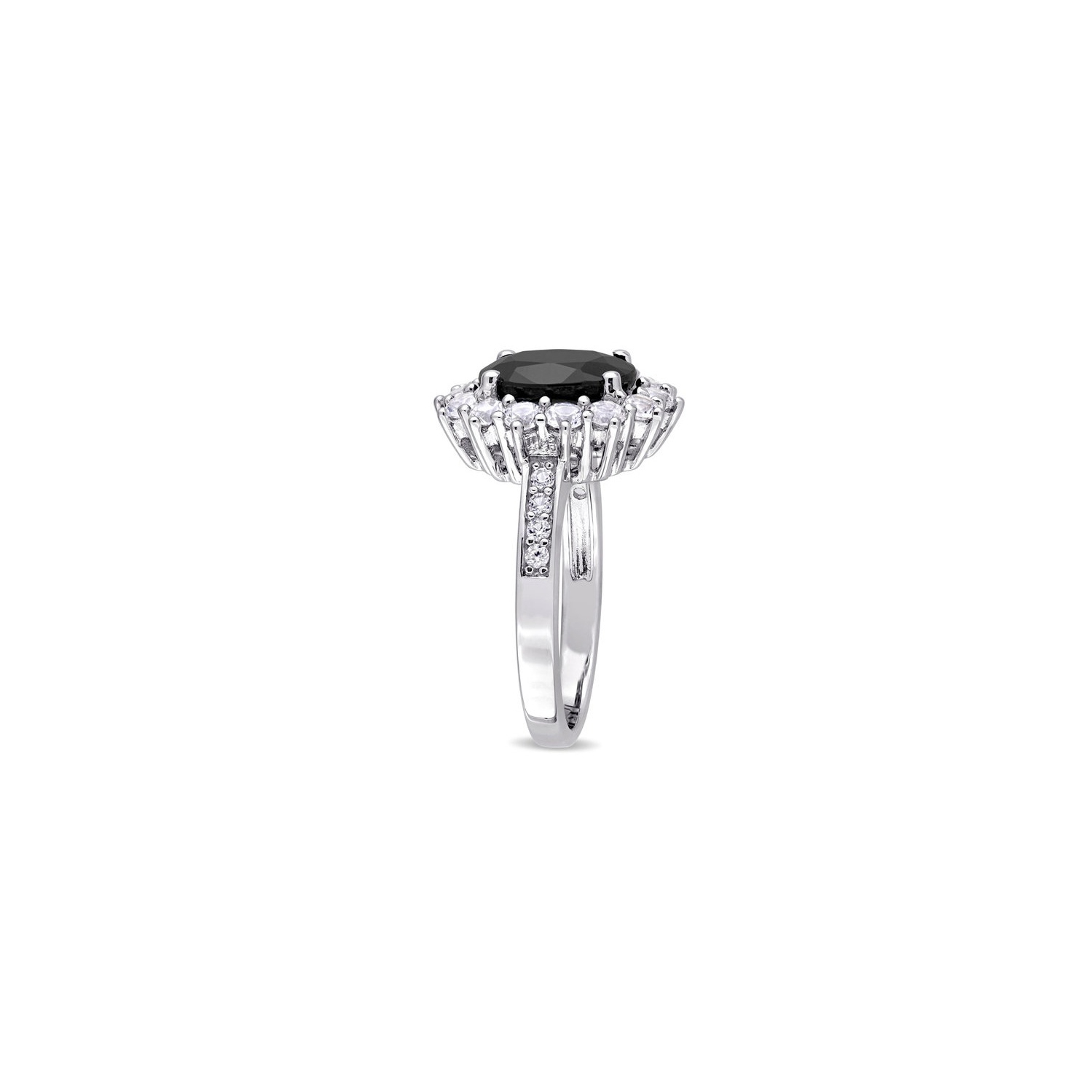 5.00 Carat Black Sapphire and Lab-Created White Sapphire Ring in Sterling Silver
