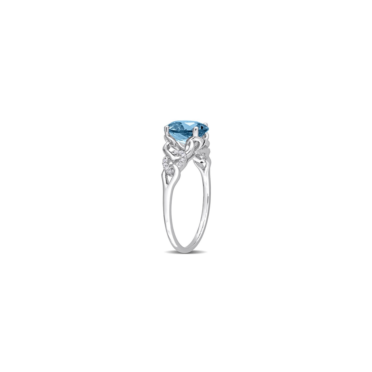 1 5/8 Carat London Blue Topaz Ring in 10K White Gold with Diamonds