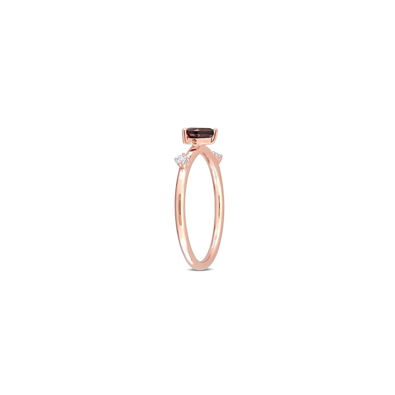 5/8 Carat Garnet Heart Promise Ring in 10K Rose Pink Gold with White Topaz