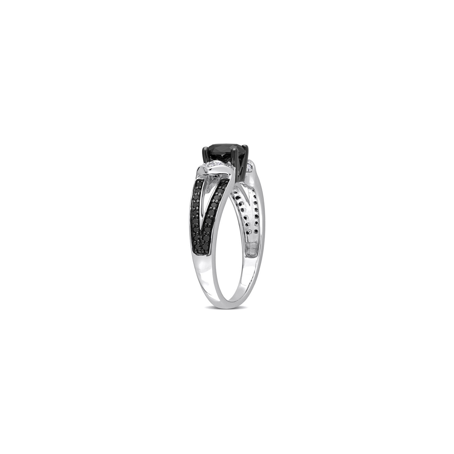 Bague de fiançailles en argent sterling avec diamant noir et blanc d'1,00&nbsp;carat