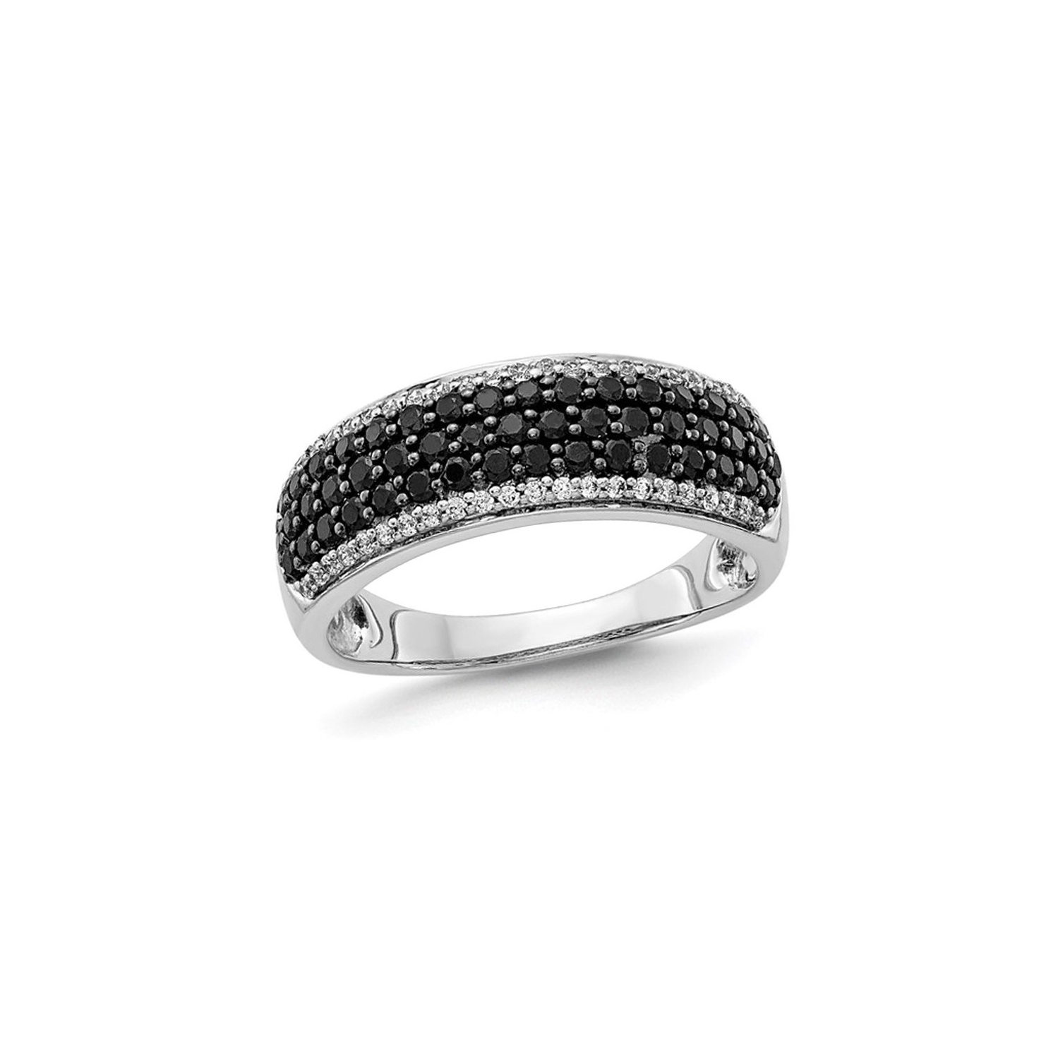 7/8 Carat Black & White Diamond Ring in 14K White Gold