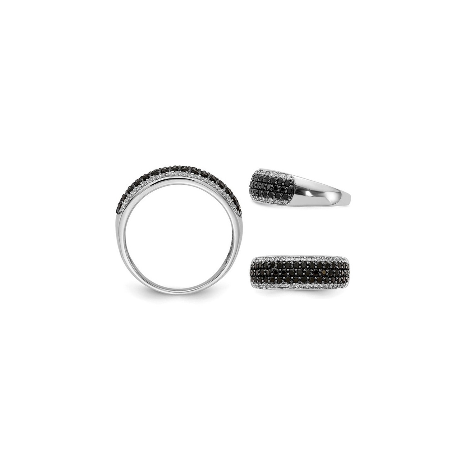 7/8 Carat Black & White Diamond Ring in 14K White Gold