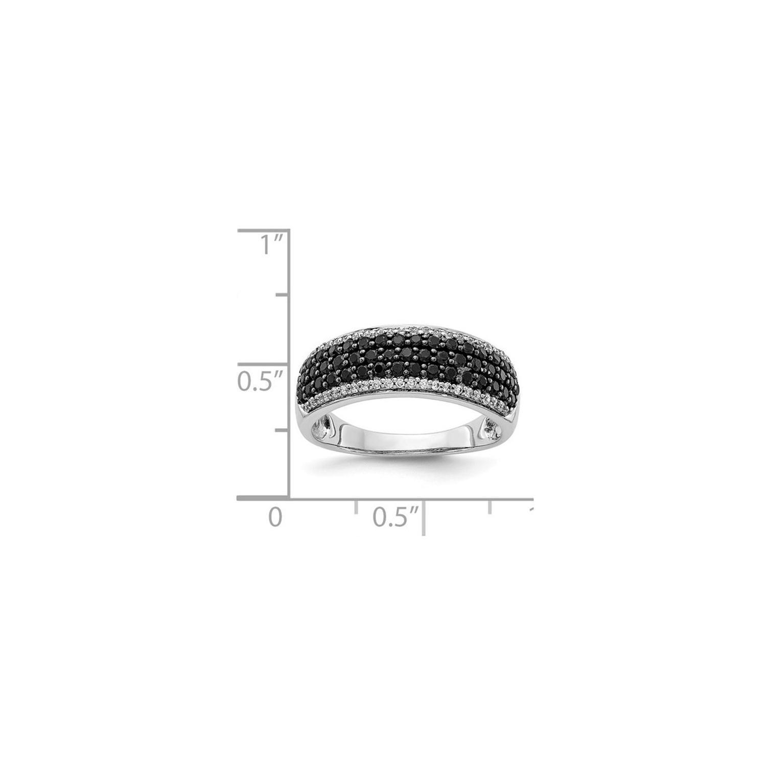 7/8 Carat Black & White Diamond Ring in 14K White Gold