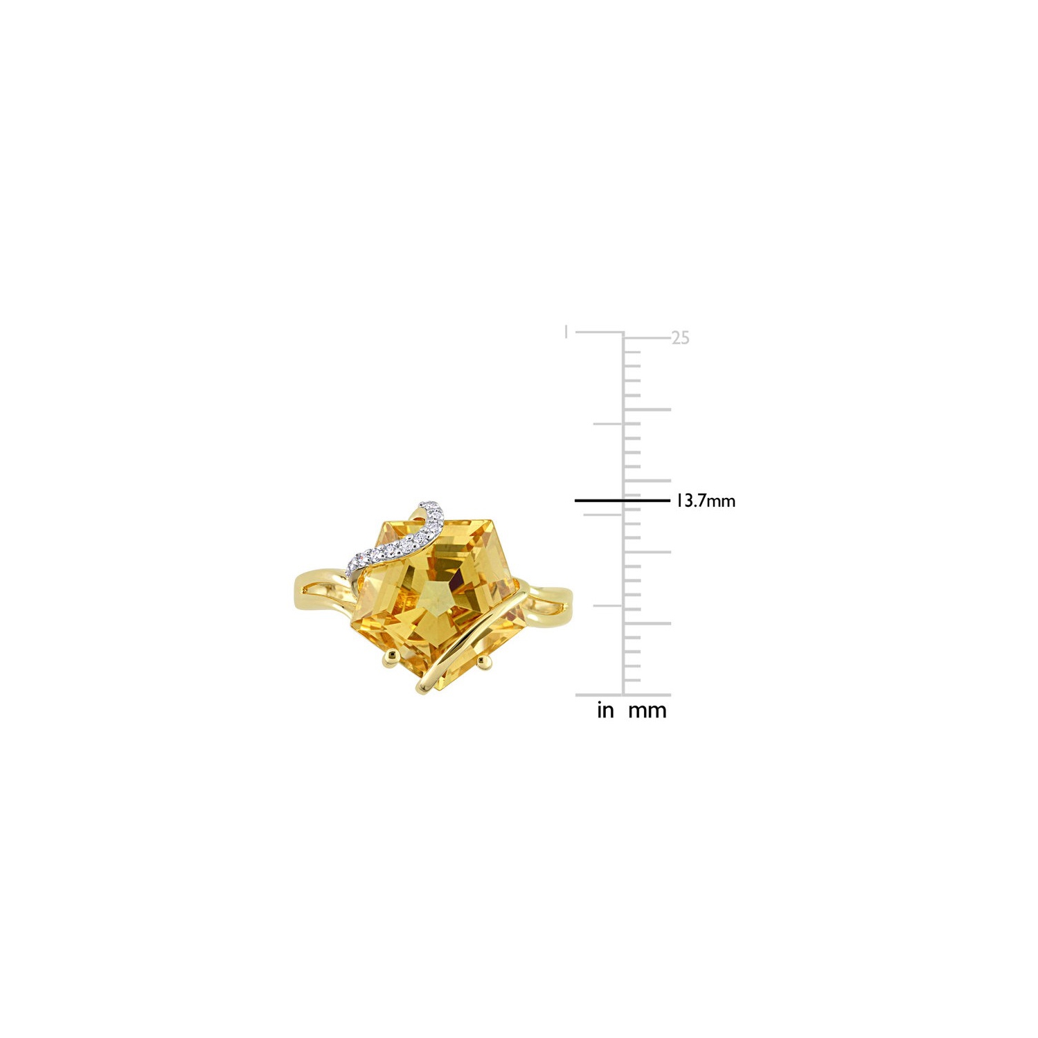 6.00 Carat Citrine Ring in Yellow Plated Sterling Silver with Accent Diamonds