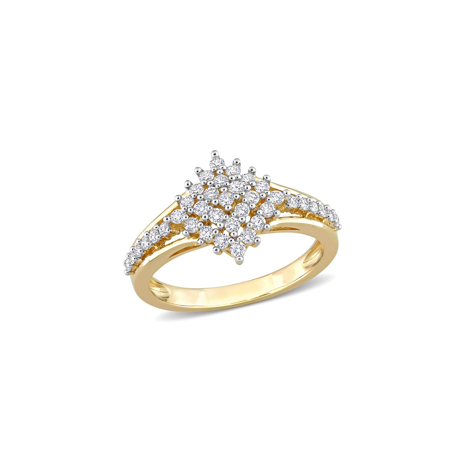 1/2 Carat Diamond Cluster Engagement Ring in 14K Yellow Gold