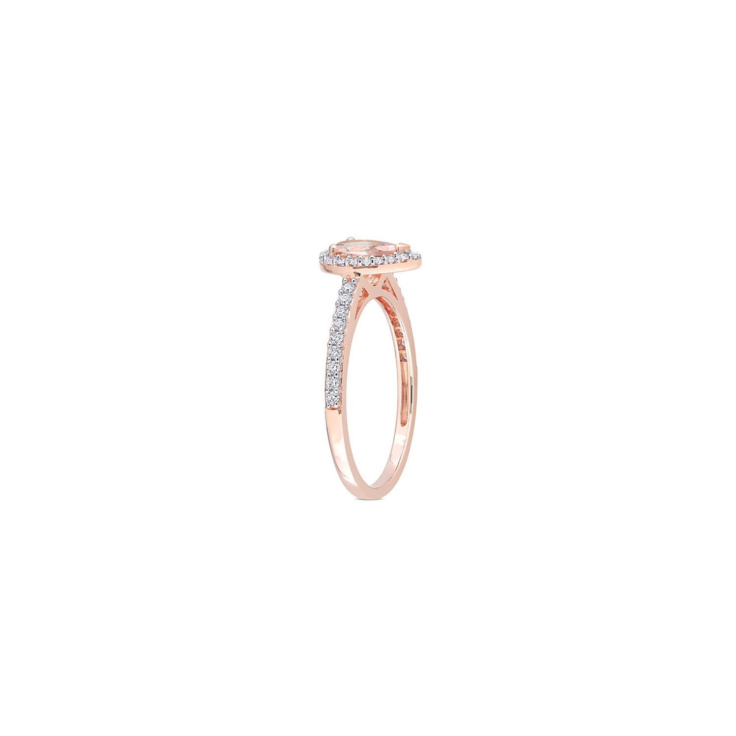 Bague en or rose 10K ct avec diamants et morganite à taille poire 3/4&nbsp;carat