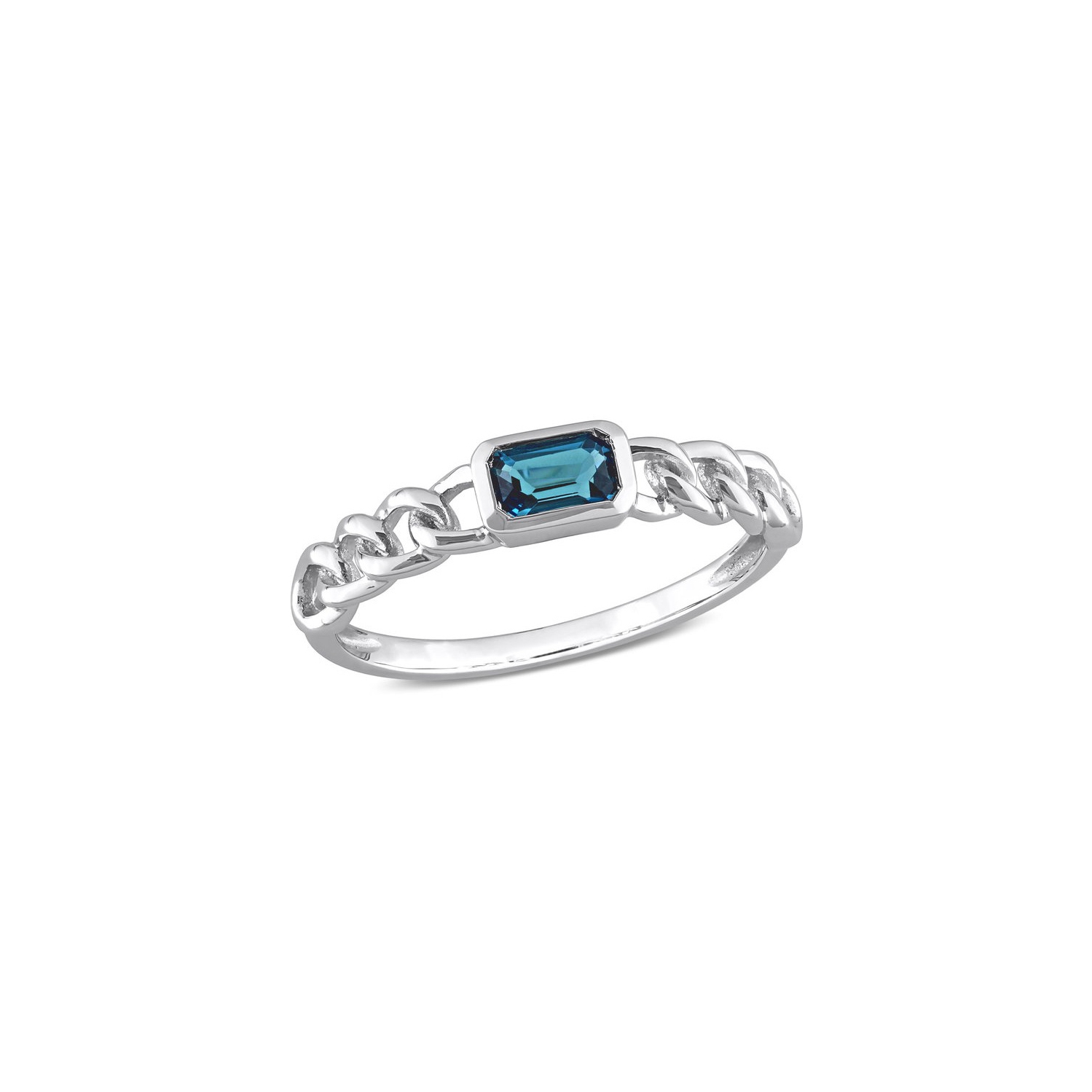 Bague en or blanc 10K K à maillons de topaze bleue londonienne 3/8&nbsp;carat